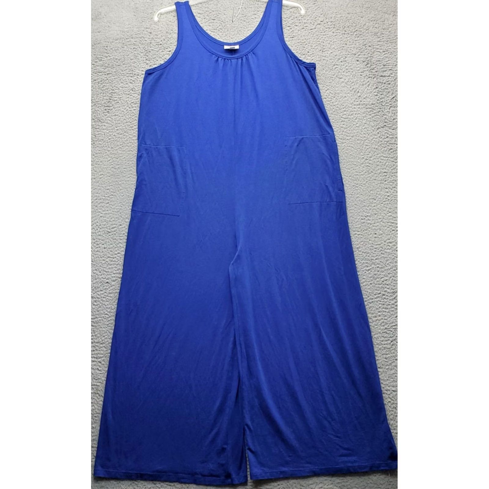 J. Jill J. Jill Jumpsuit Womens Large Blue Stretch Round Neck Sleeveless Wide-Leg Casual Size 36" / US 14 / IT 50 - 2 Thumbnail