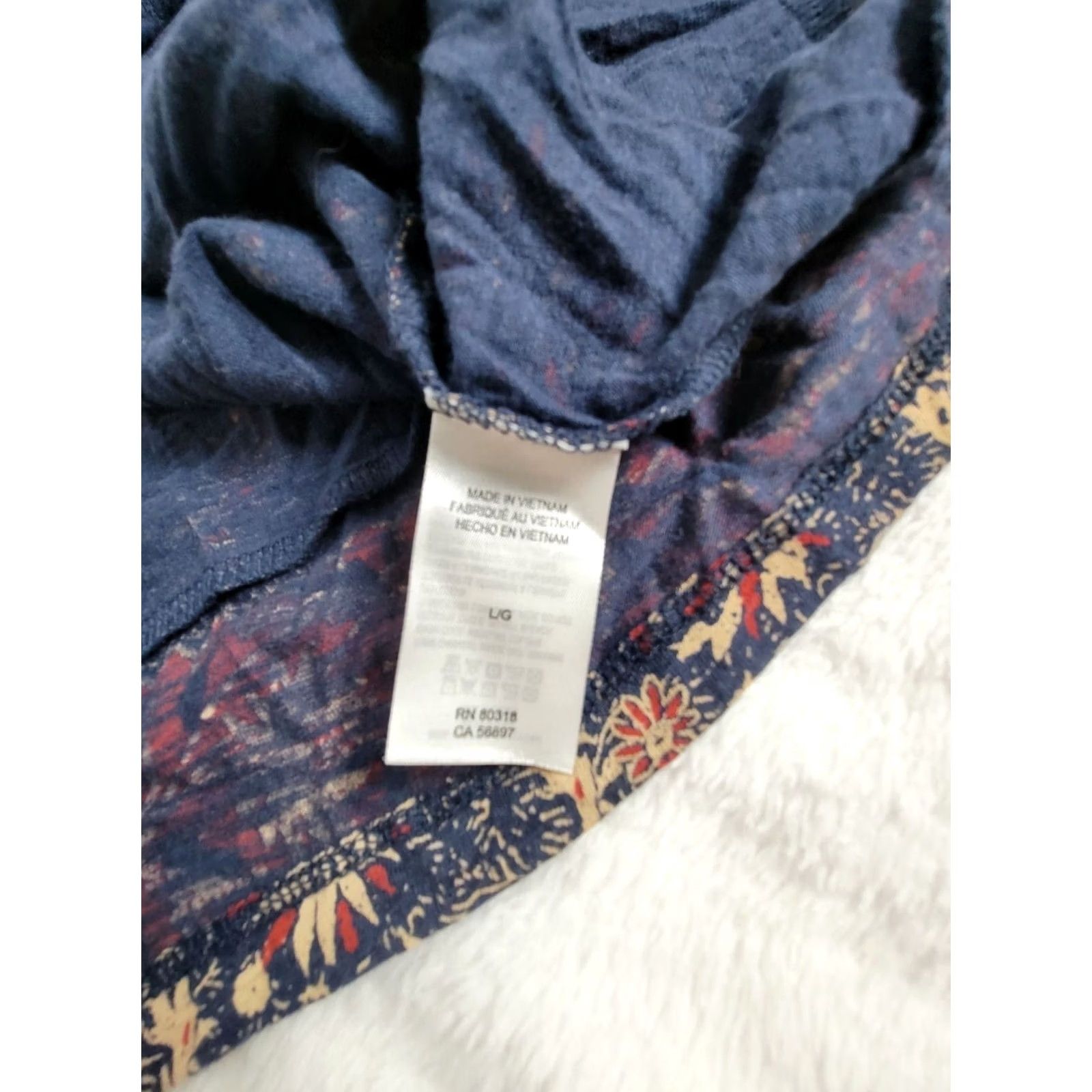 Lucky Brand Lucky Brand Womens Floral Boho Print 3/4 Sleeve V-Neck Top Large Blue Red Casual Shirt Womens Size L / US 10 / IT 46 - 5 Thumbnail