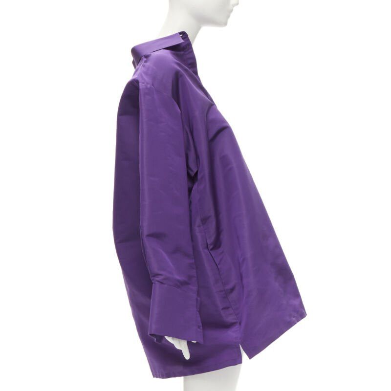 Valentino VALENTINO 2022 Runway purple silk taffeta 3D cut oversized tunic shirt IT38 XS Size XS / US 0-2 / IT 36-38 - 1 Thumbnail