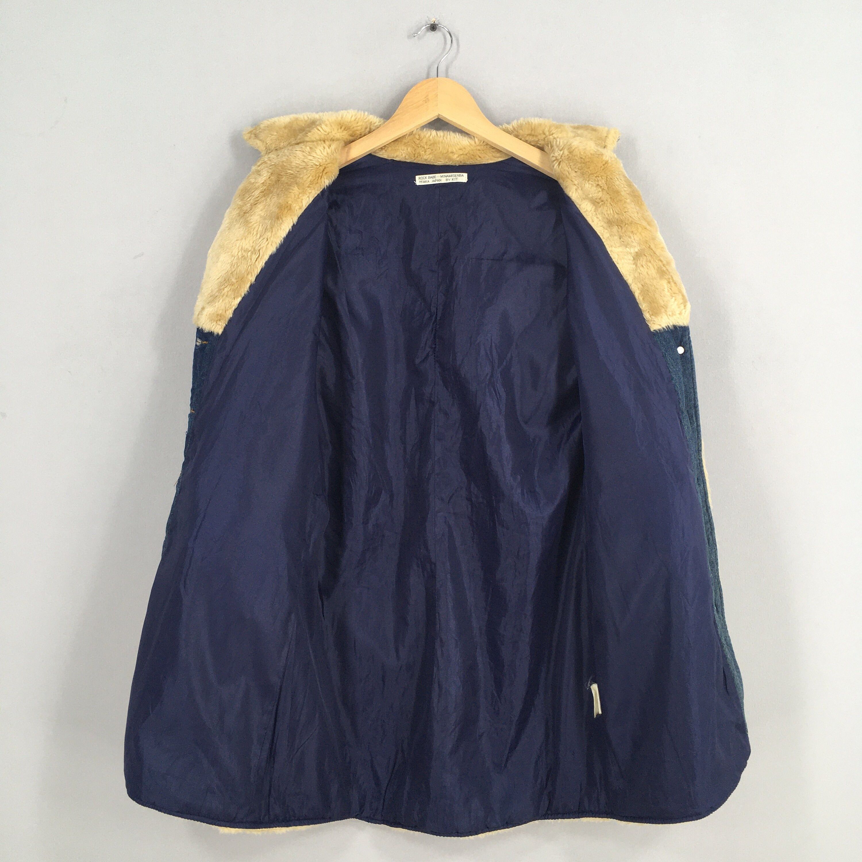 If Six Was Nine × Le Grande Bleu (L.G.B.) × Tornado Mart Vintage Rock Babe Japan Denim Long Coat Fux Fur Medium Size M / US 6-8 / IT 42-44 - 8 Thumbnail