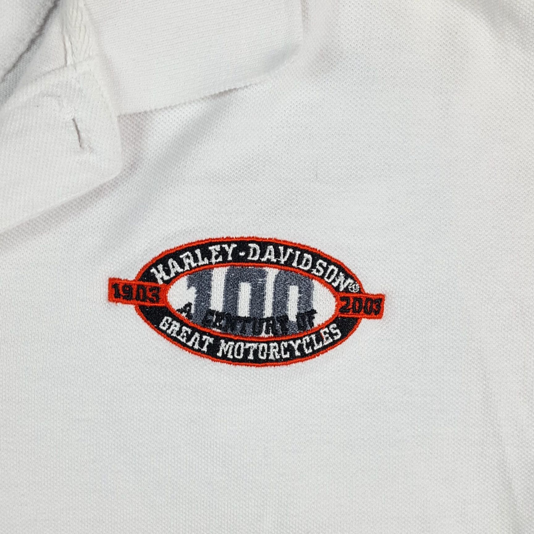 Harley Davidson Harley-Davidson 100 Year Anniversary VTG Motorcycle Polo Shirt Size L White Biker Work Polo Shirt Size US L / EU 52-54 / 3 - 4 Thumbnail