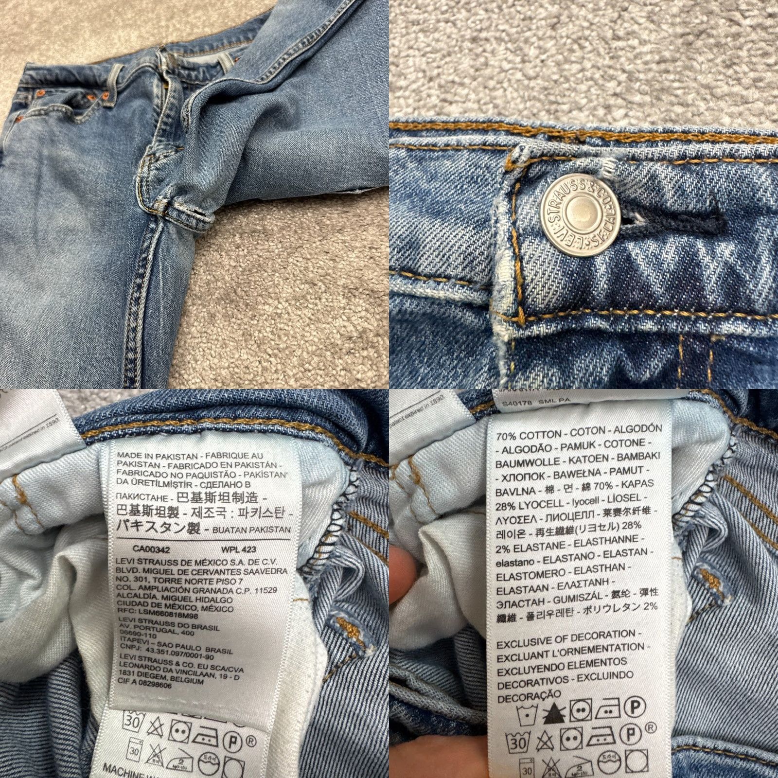 Levi's Levi's 514 Jeans Mens 30x30 Blue Medium Wash Denim Cotton Straight Regular 5-Pocket Logo Zipper Button Size US 30 / EU 46 - 8 Thumbnail