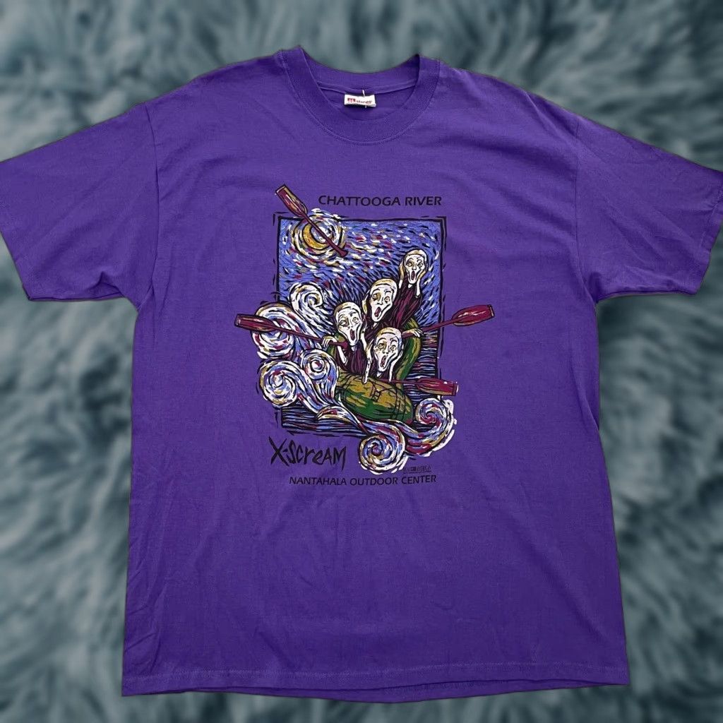 Vintage VINTAGE Hanes Heavyweight The Scream Shirt XL Purple Graphic Print 90s Psychedelic Mens Size US XL / EU 56 / 4 - 1 Thumbnail