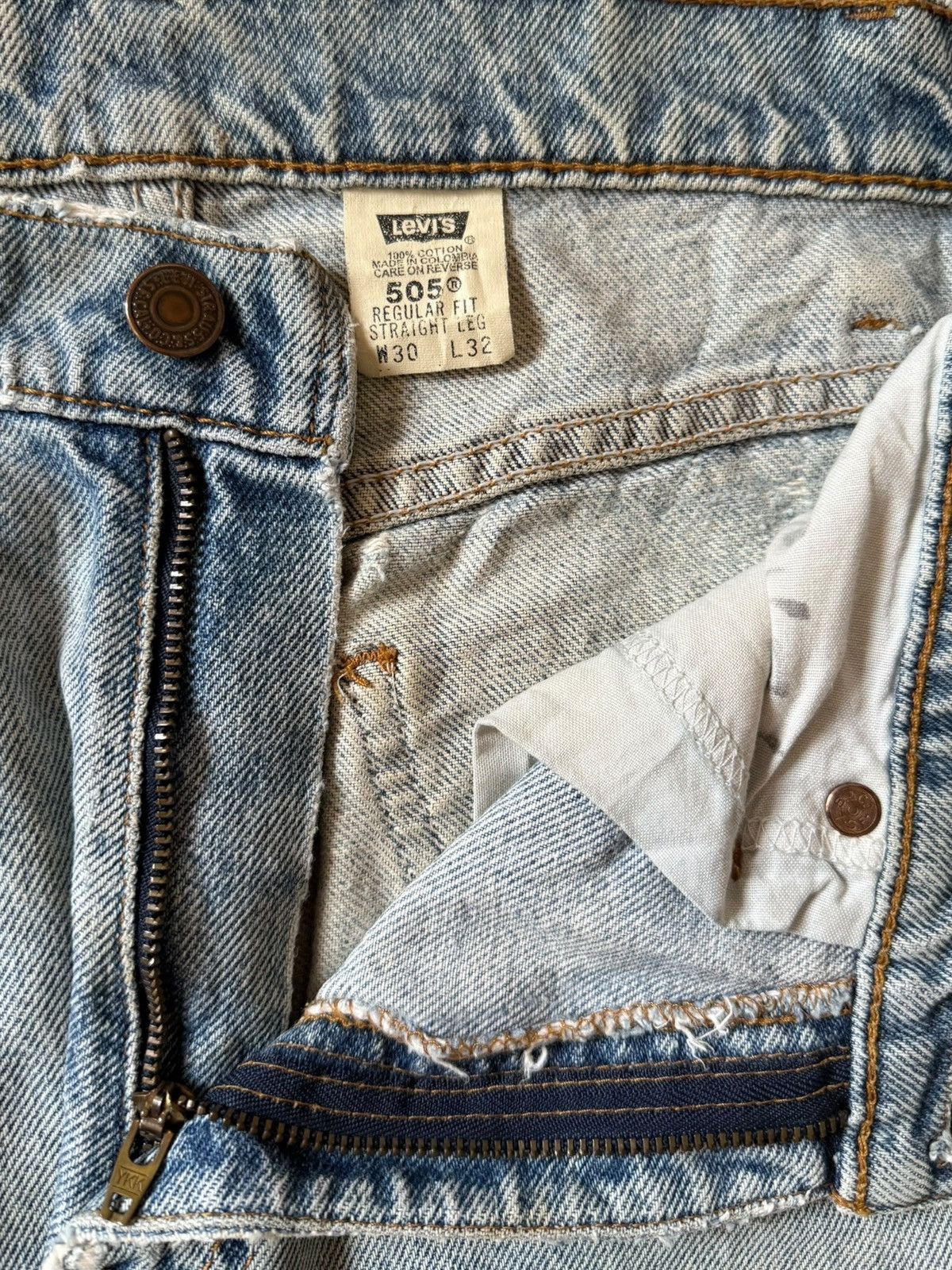 Levi's Vintage 90s Levis 505 Orange Tab Heavy Distressed Jeans Size US 29 - 5 Thumbnail