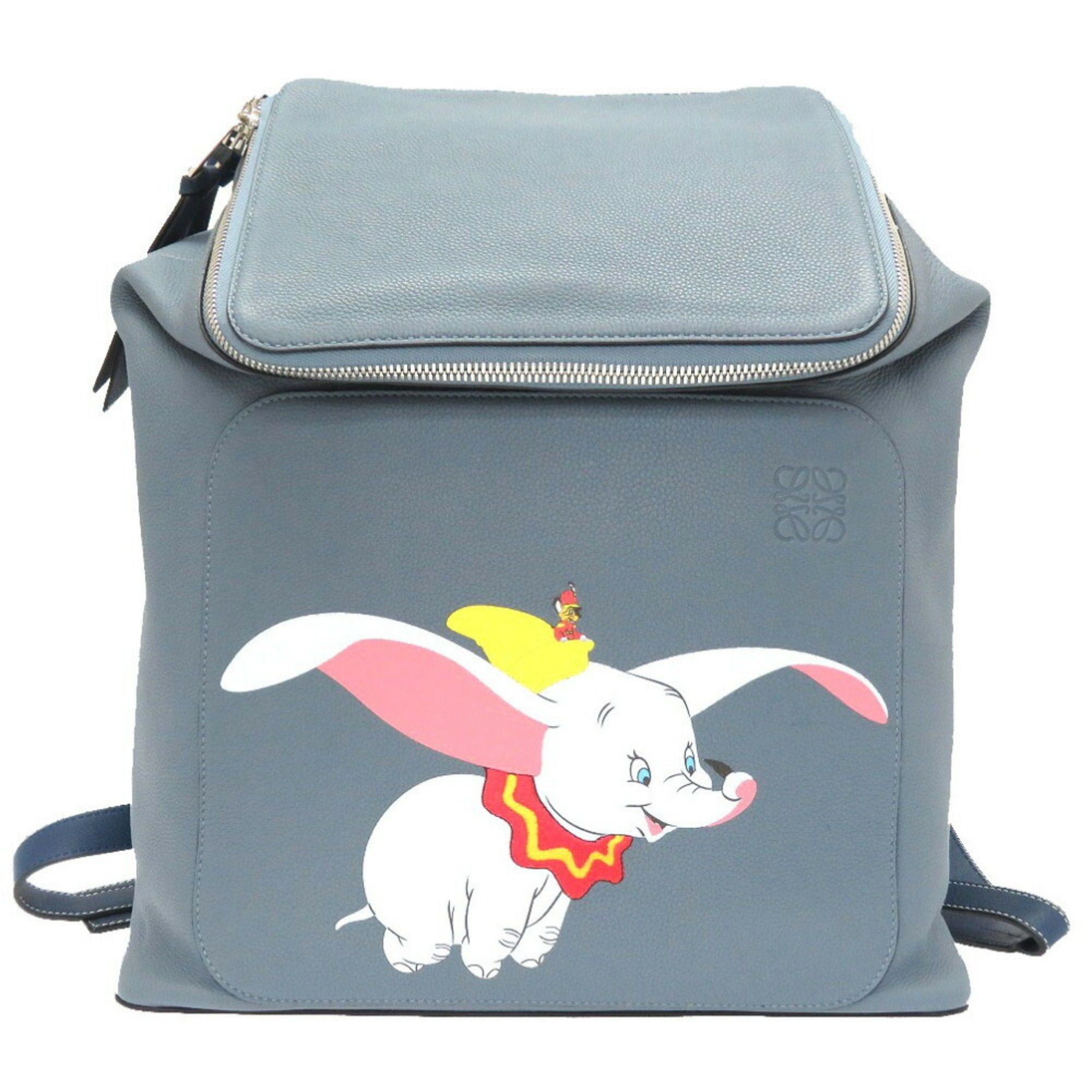 image of Loewe Dumbo Disney Capsule Collection Leather Blue Rucksack Backpack Limited 0004 Loewe in Black, W