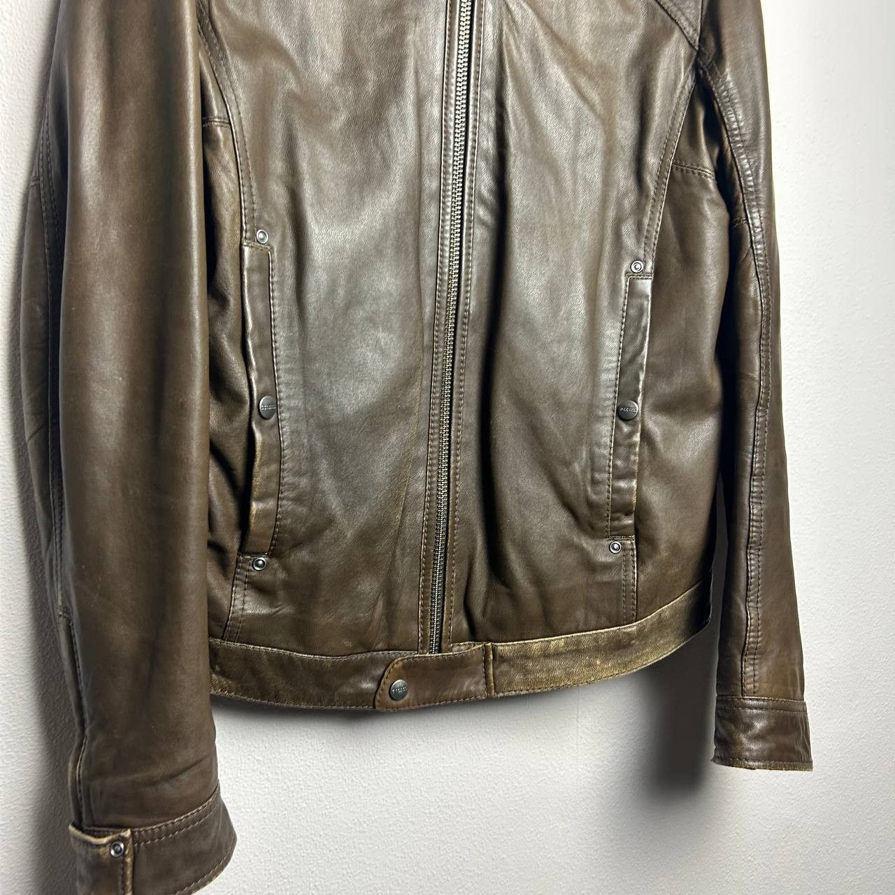 Diesel Vintage Diesel Leather Small logo brown streetwear jacket Size US M / EU 48-50 / 2 - 3 Thumbnail