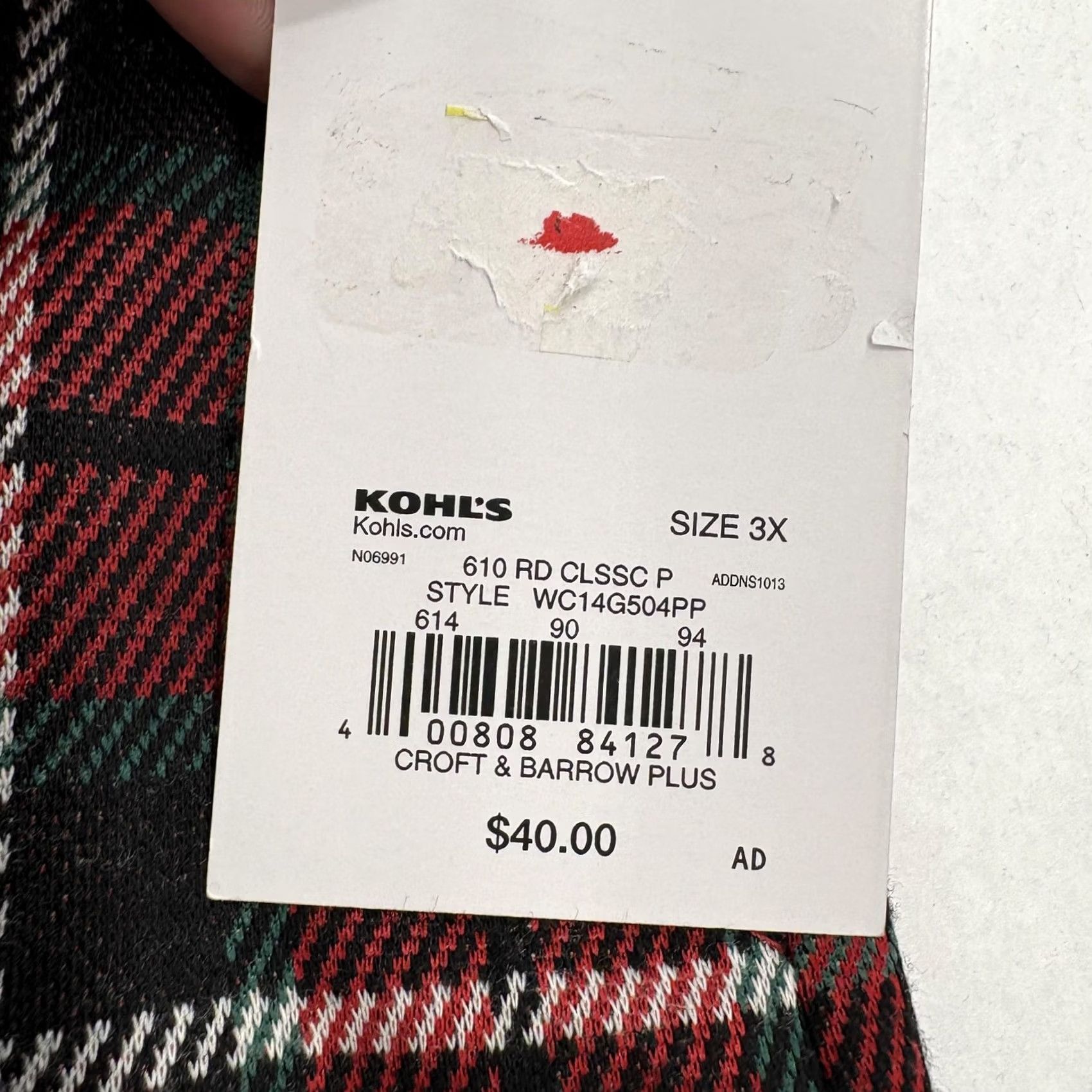 Croft & Barrow Croft & Barrow Skirt Womens 3X Red Plaid Knit Stretch Pull On Knee Pencil Winter Size 40" / US 18 - 3 Thumbnail