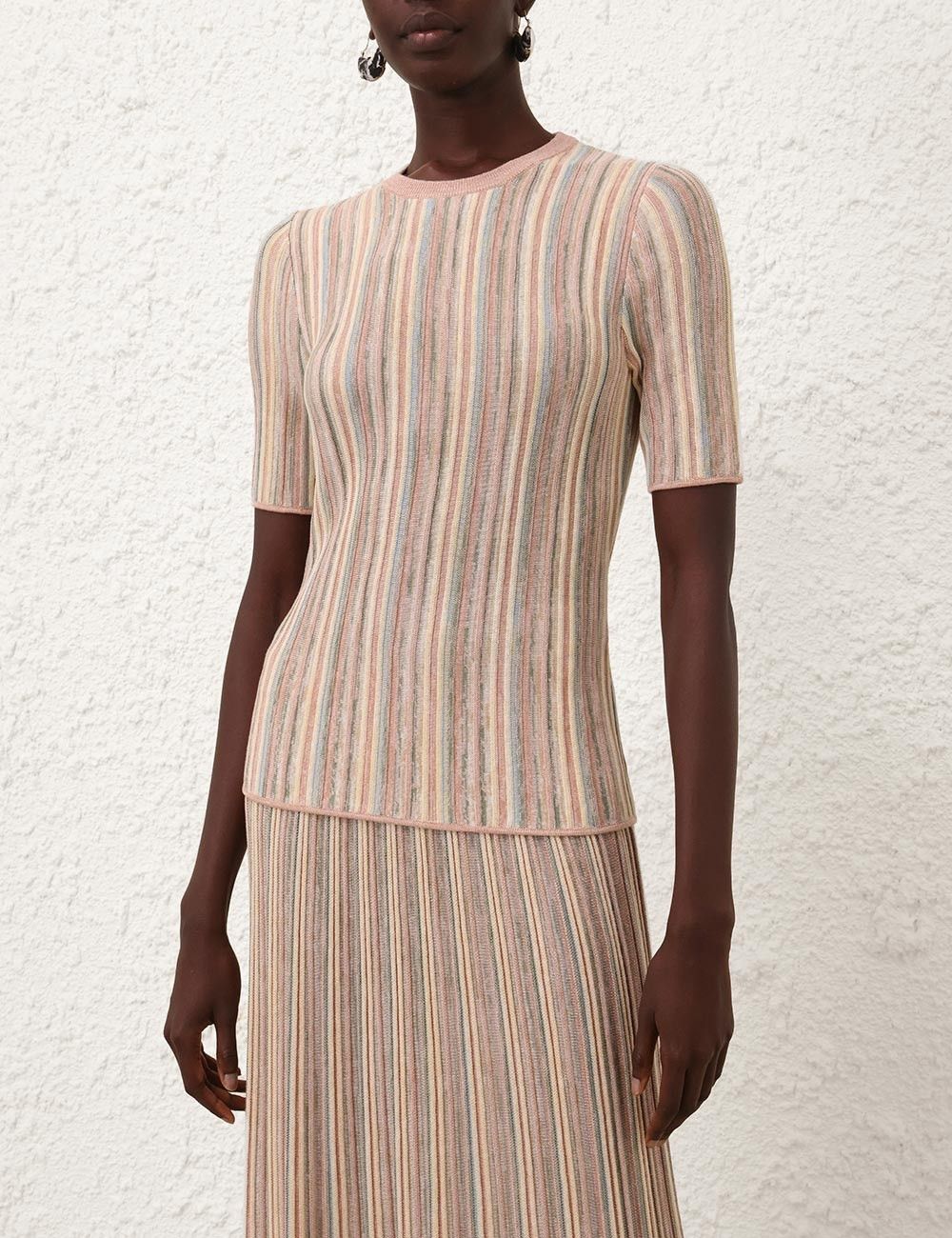 Zimmermann oc11z0226 Illuminate Mouline T-Shirt In Multicolor Size L / US 10 / IT 46 - 2 Thumbnail