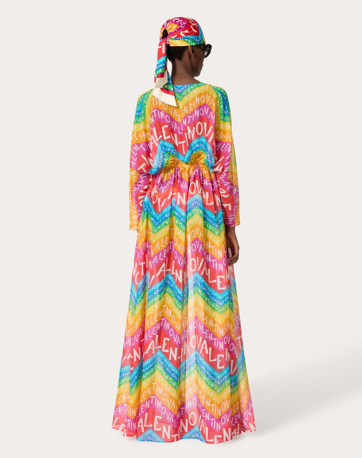 Valentino o1s1wg110525 Chevron Muslin Evening Dress 24 in Multicolor Size S / US 4 / IT 40 - 4 Thumbnail