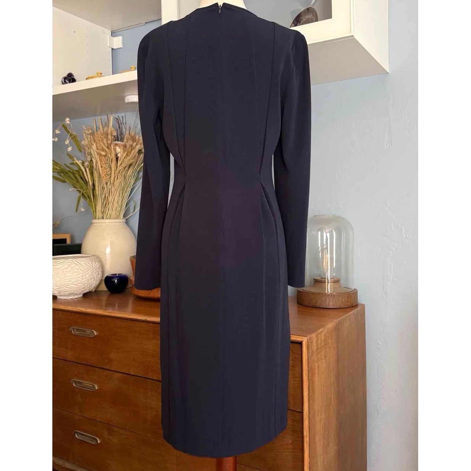 Vintage VINTAGE L.K. Bennett Navy Crepe Jessica Dress Sheath Size US 6 Size M / US 6-8 / IT 42-44 - 6 Thumbnail