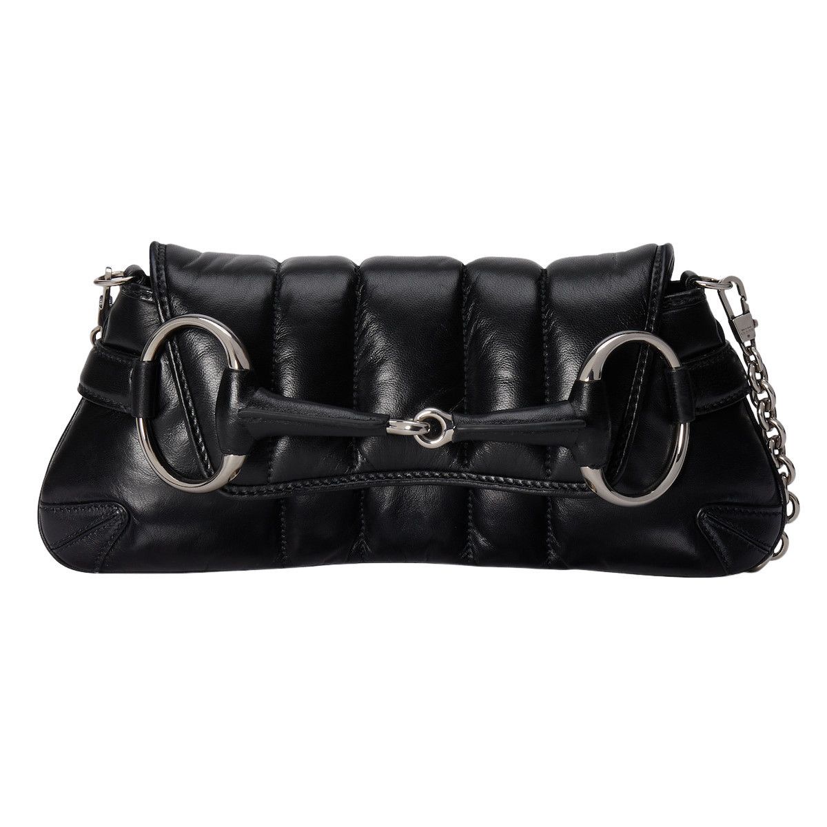 GUCCI Horsebit Chain Small Black Quilted Leather Shoulder Ba