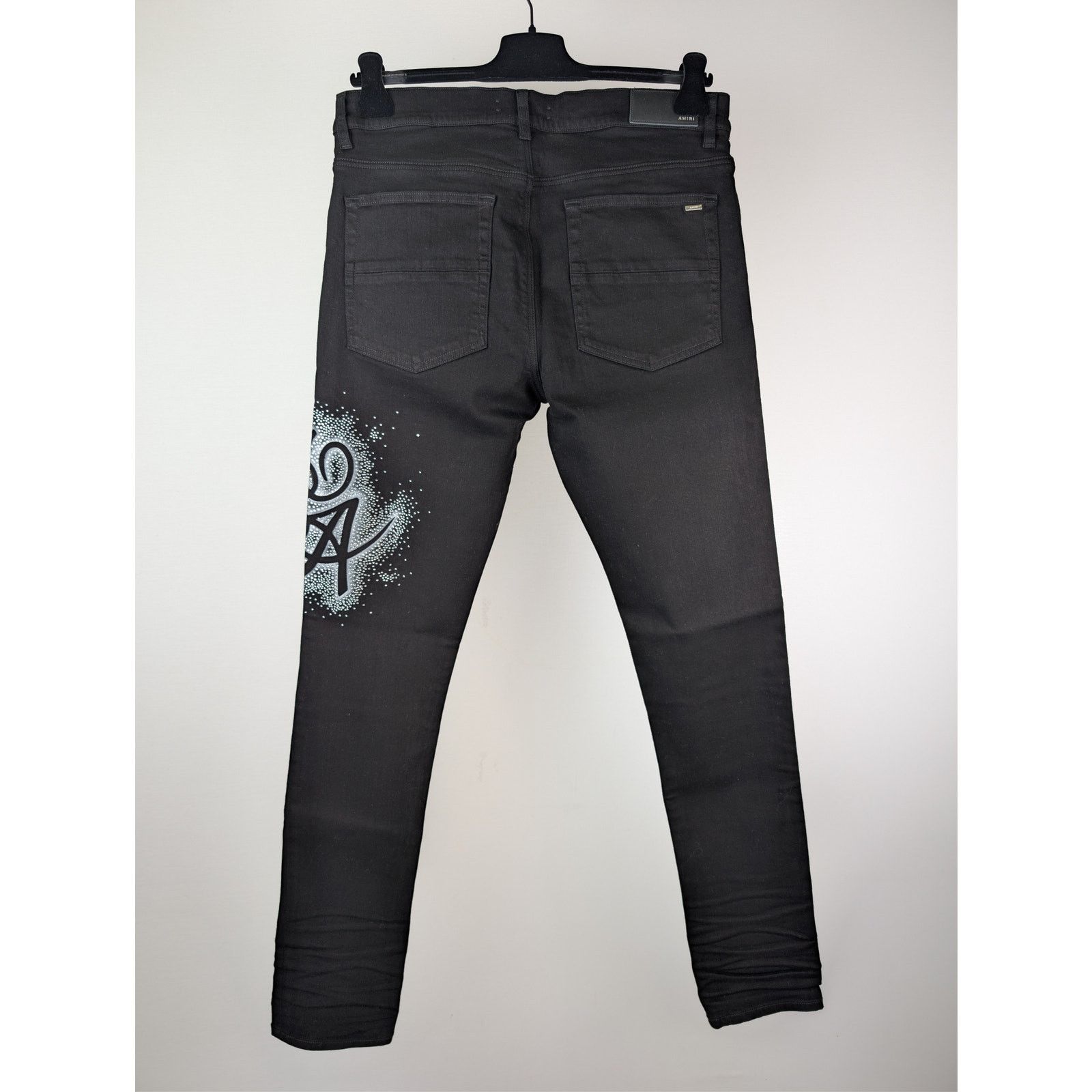 Amiri o1rshd1 MA Swirl Crystal Skinny Denim Jeans in Black Size US 34 / EU 50 - 11 Thumbnail