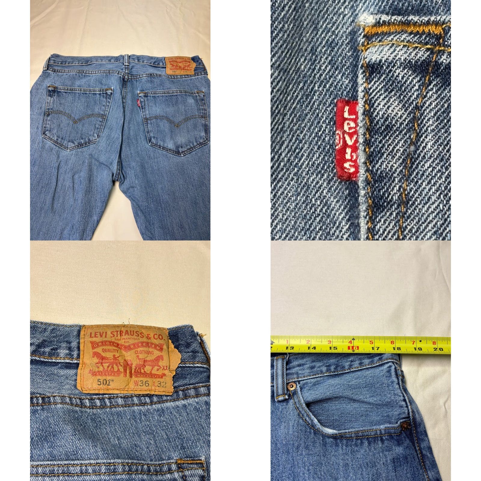 Levi's Levi's 501 Original Fit Jeans Mens Blue Straight Leg Button Fly Denim 36x32 Size US 36 / EU 52 - 8 Thumbnail