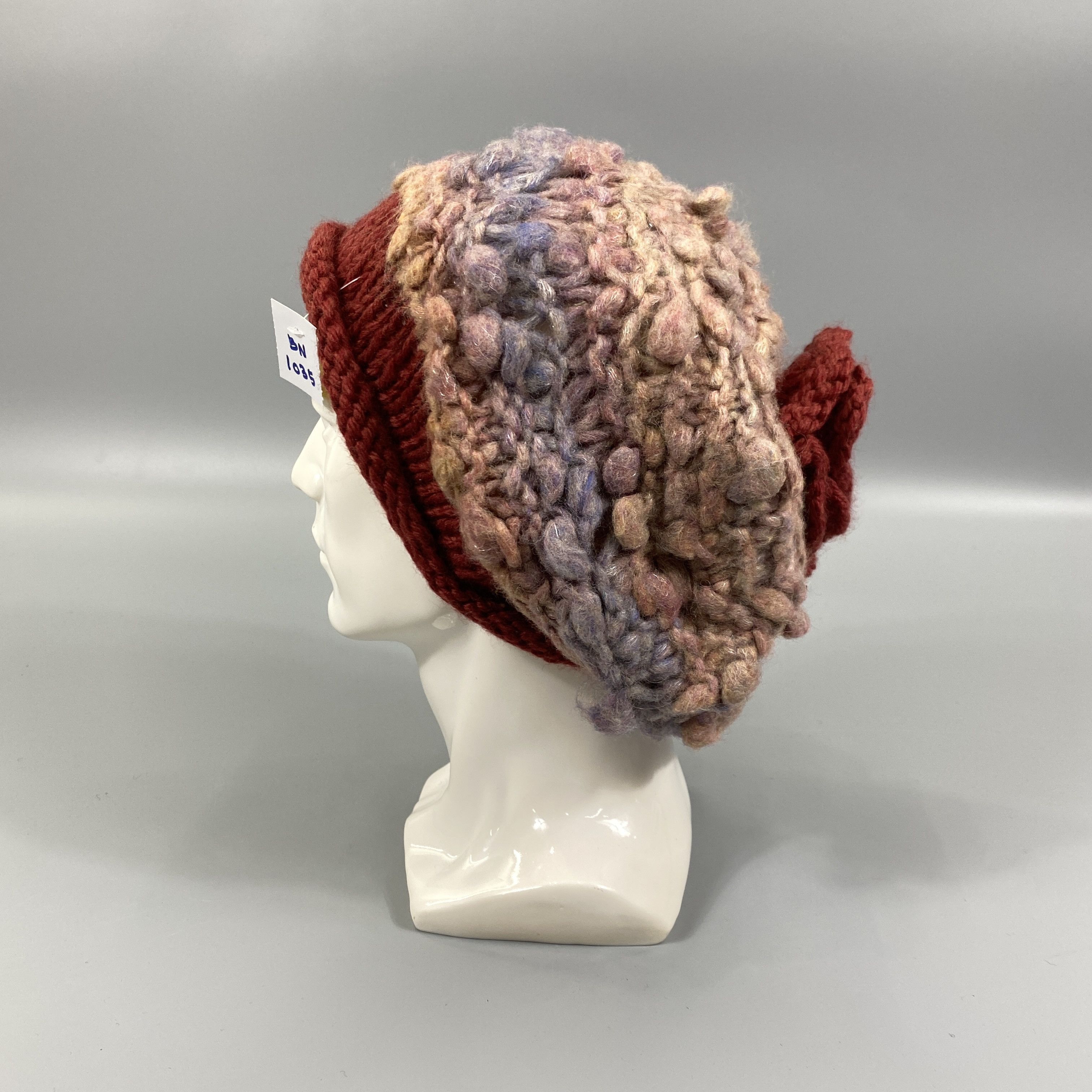 Japanese Brand Knitted Slouchy Beanie Hat With Small Flowers -BN1035 Size ONE SIZE - 1 Thumbnail