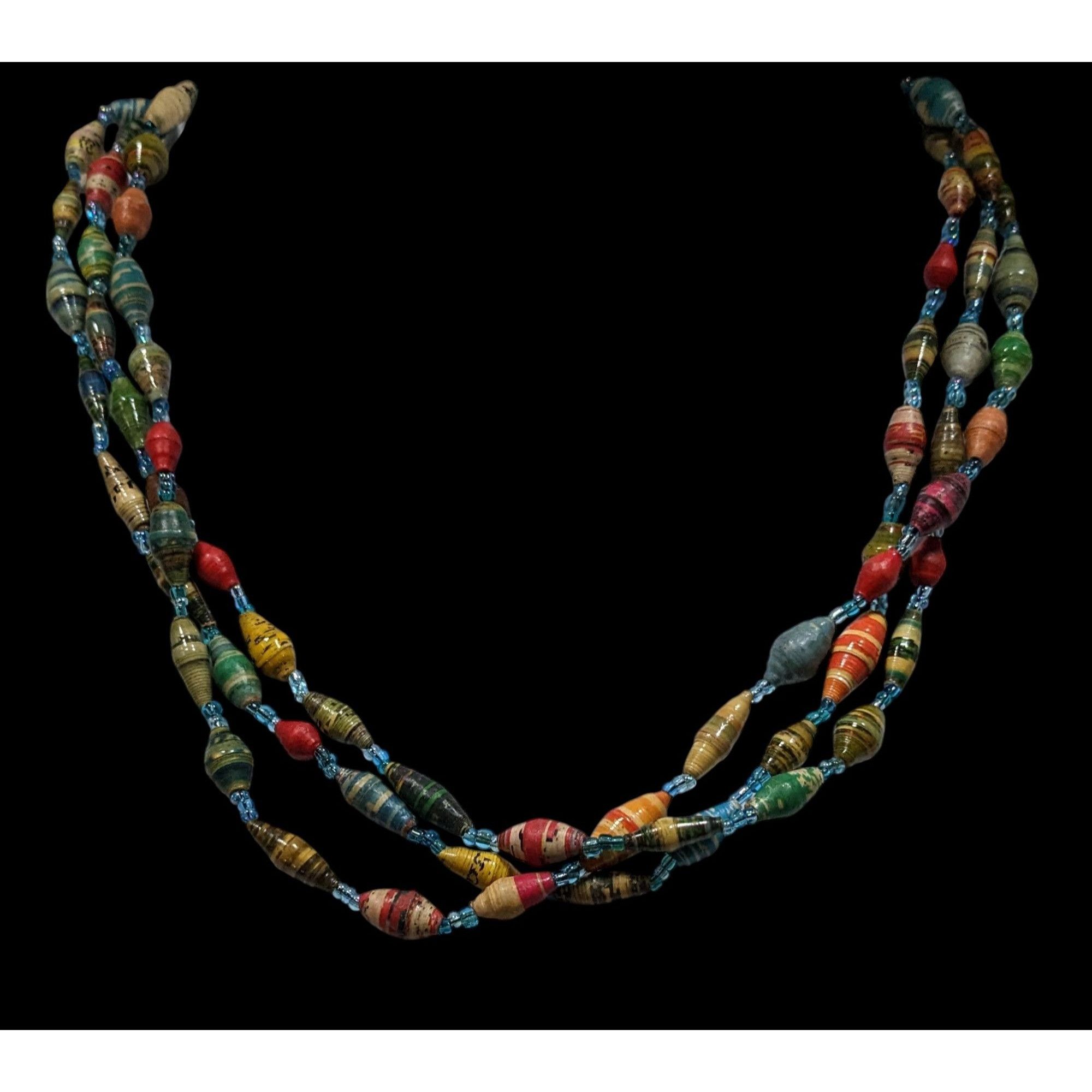 Other Handmade Multicolor Paper Bead Triple Layer Necklace Size ONE SIZE - 2 Thumbnail