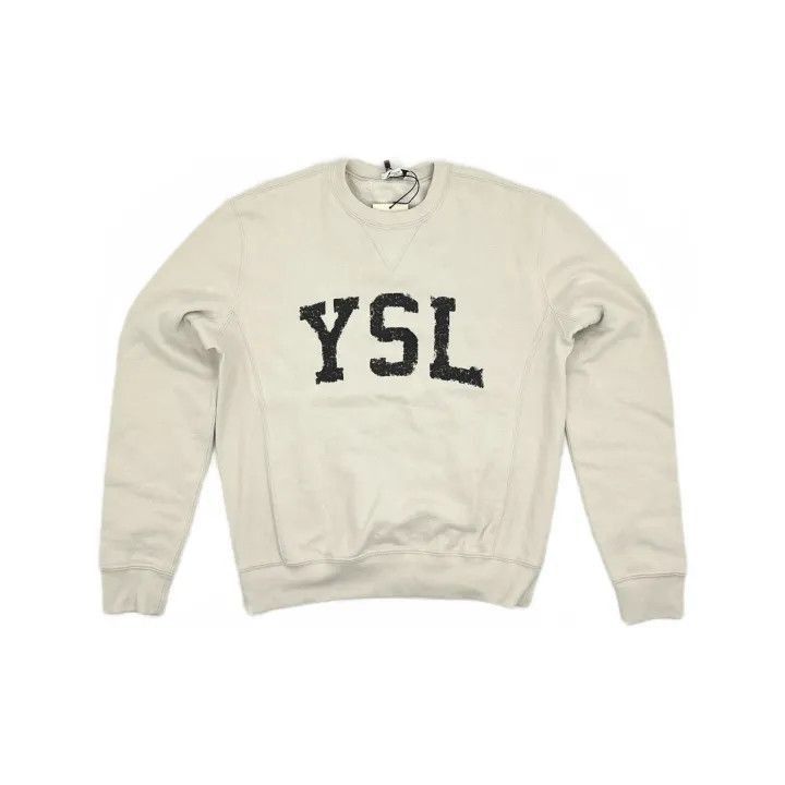 Saint Laurent Paris Saint Laurent Logo Print White Sweatshirt -2507 Size S / US 4 / IT 40 - 8 Thumbnail
