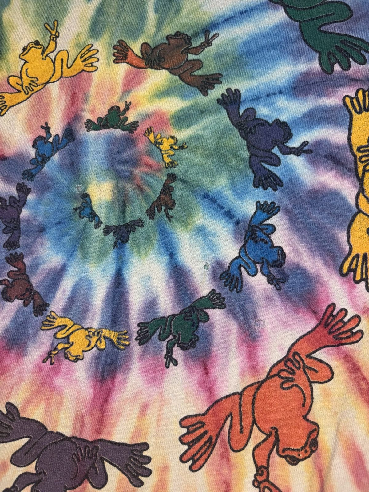 Vintage Vintage 90's Tie-Dye Peace Frog T-Shirt Size US XL / EU 56 / 4 - 3 Thumbnail