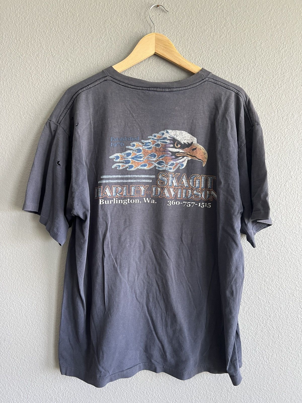 Vintage Harley Davidson Super Faded Eagle double sided tee