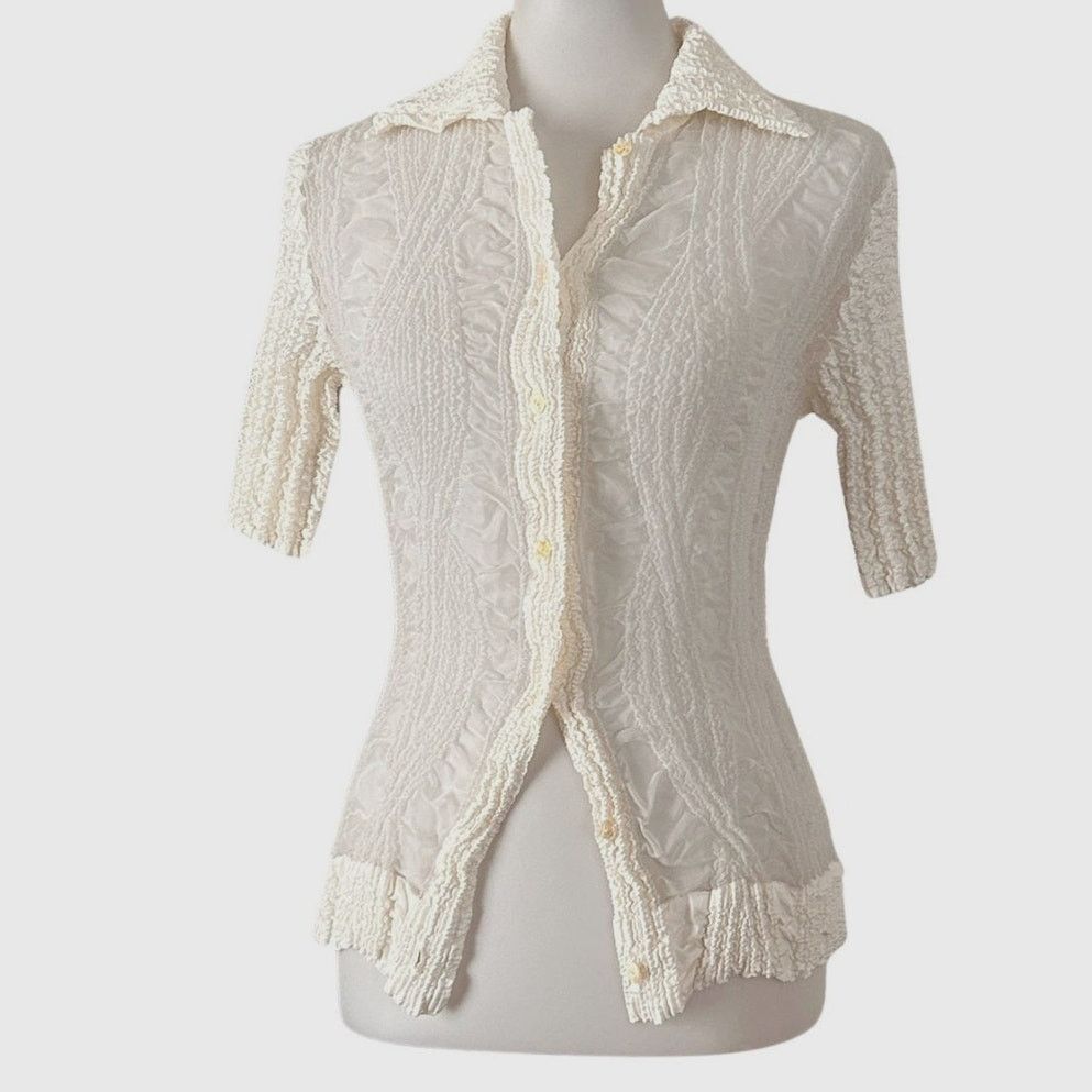 Junya Watanabe Vintage Peplum by Yoshiki Hishinuma Crinkle Pleated Blouse Size S / US 4 / IT 40 - 6 Thumbnail