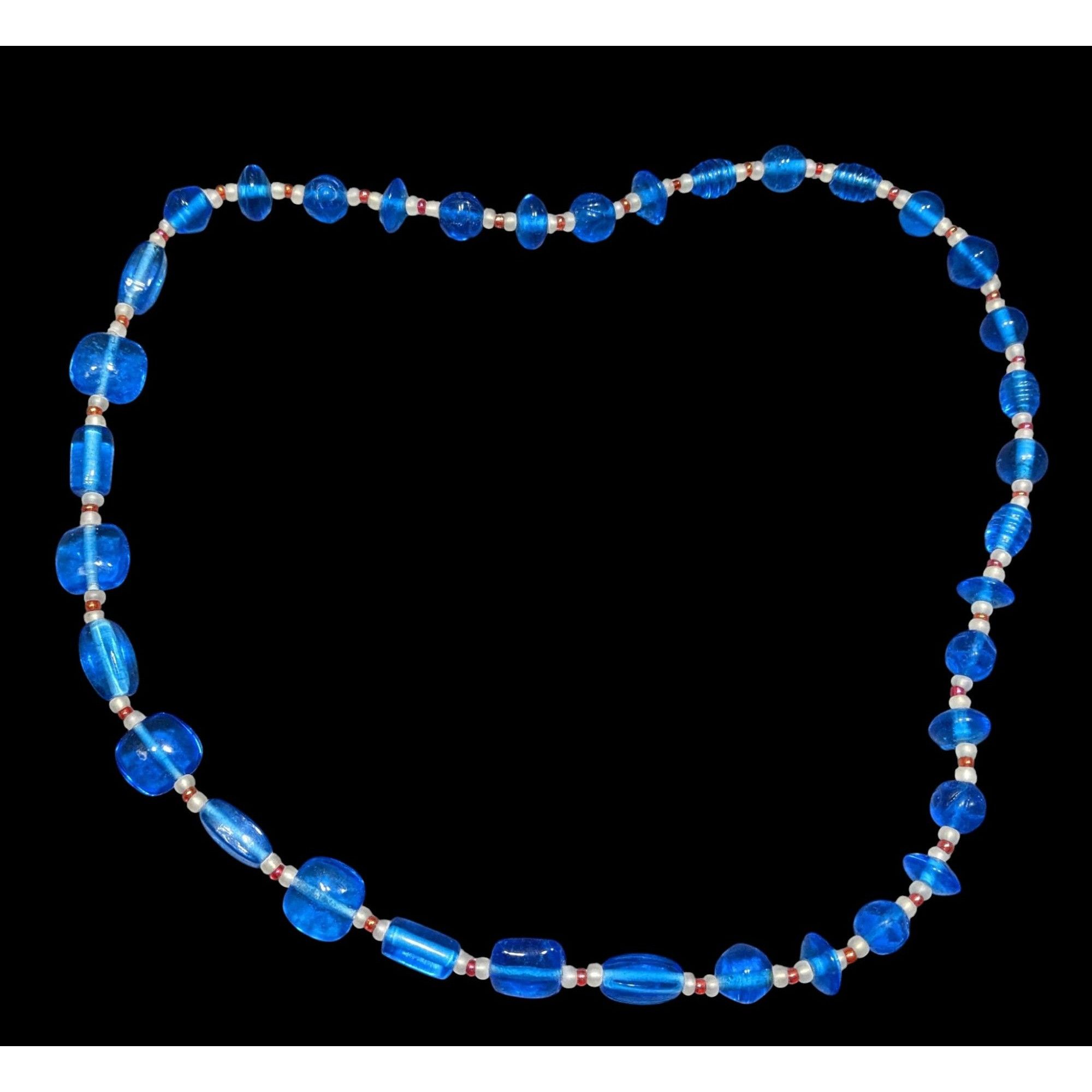 Other Vintage Handmade Blue Glass Beaded Necklace Size ONE SIZE - 1 Thumbnail