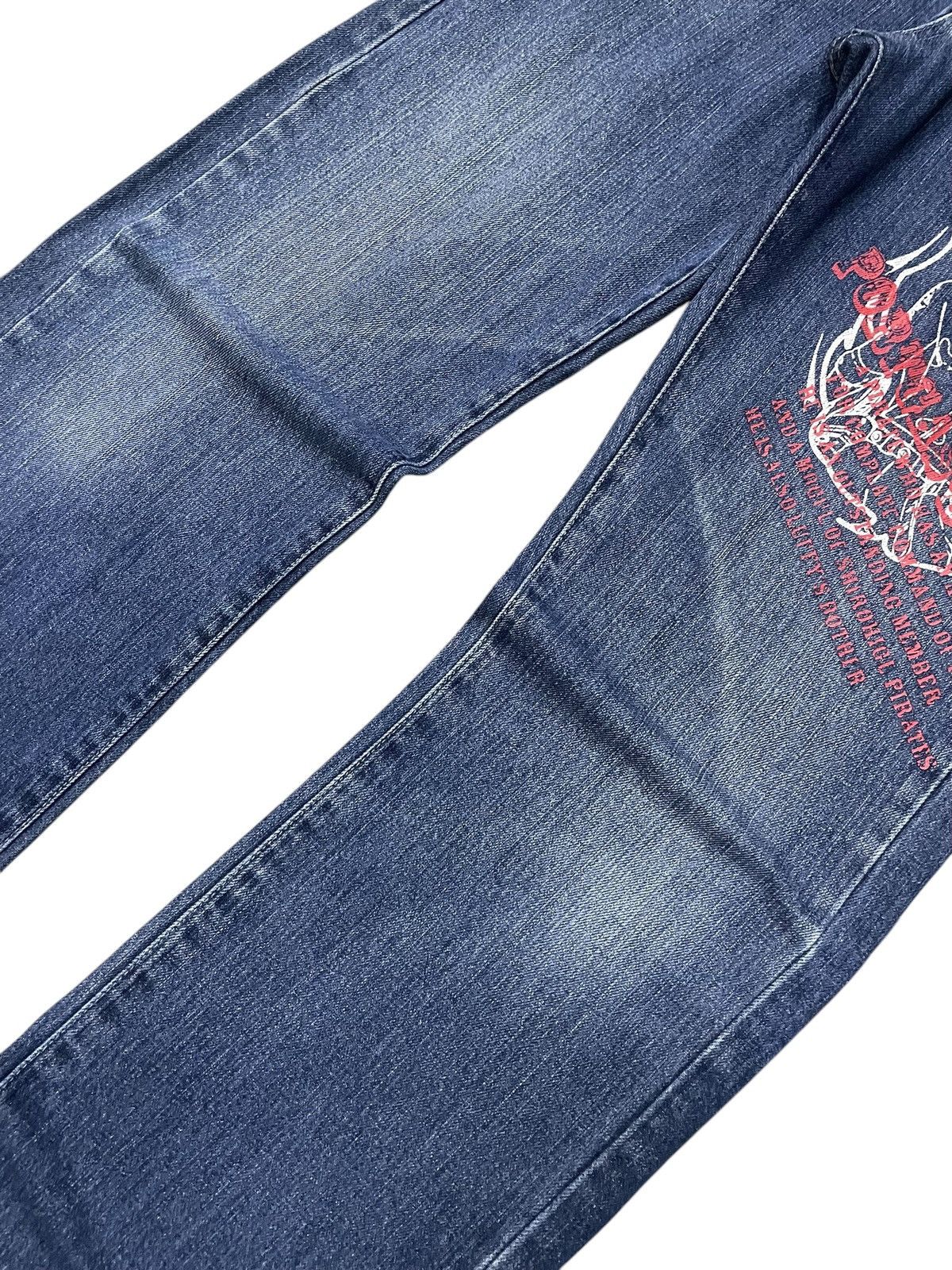 Japanese Brand Vintage One Piece Anime Ace And Luffy On Fire Rare Jeans Size US 30 / EU 46 - 4 Thumbnail