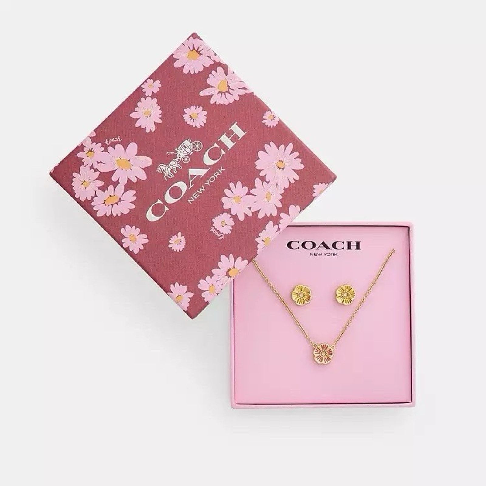 Coach NWT Coach Enamel Tea Rose Earrings & Necklace Set CEM51 Size ONE SIZE - 9 Thumbnail