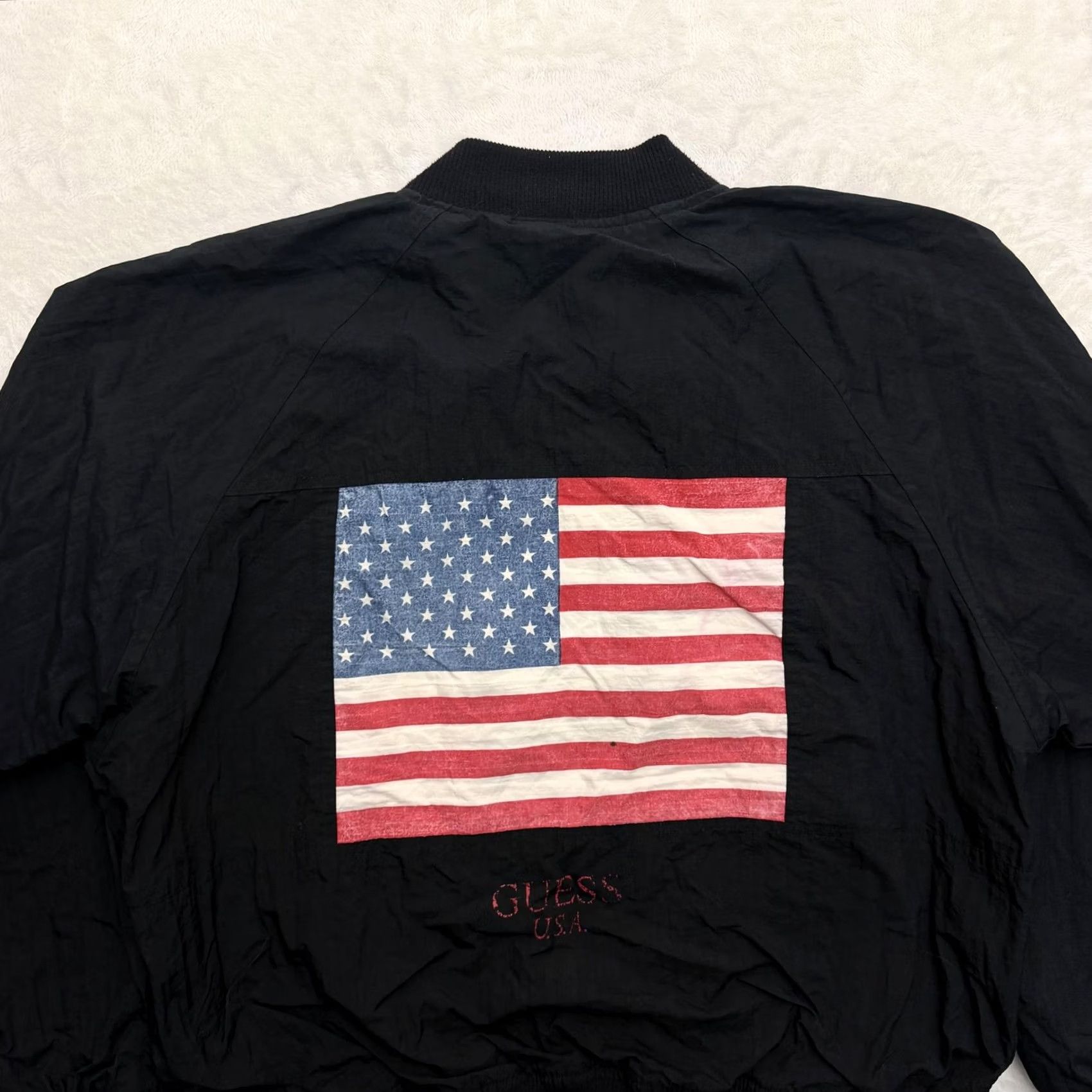 Guess VINTAGE GUESS Georges Marciano Jacket Mens One Size Large Black Bomber USA Flag Size US M / EU 48-50 / 2 - 3 Thumbnail