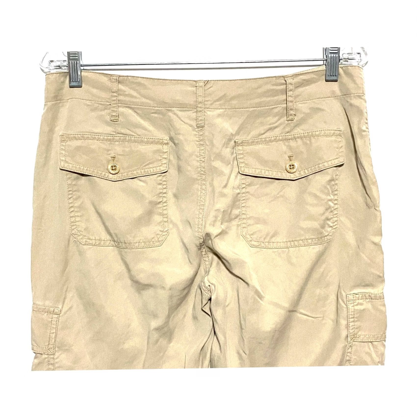 Ralph Lauren Lauren Ralph Lauren Cargo Pants Khakis Women 4P Ruched Ankle Ties Utility Safari Pants Casual Travel Beige Lyocell Pockets 4 Petite Womens Size 27" / US 4 / IT 40 - 3 Thumbnail