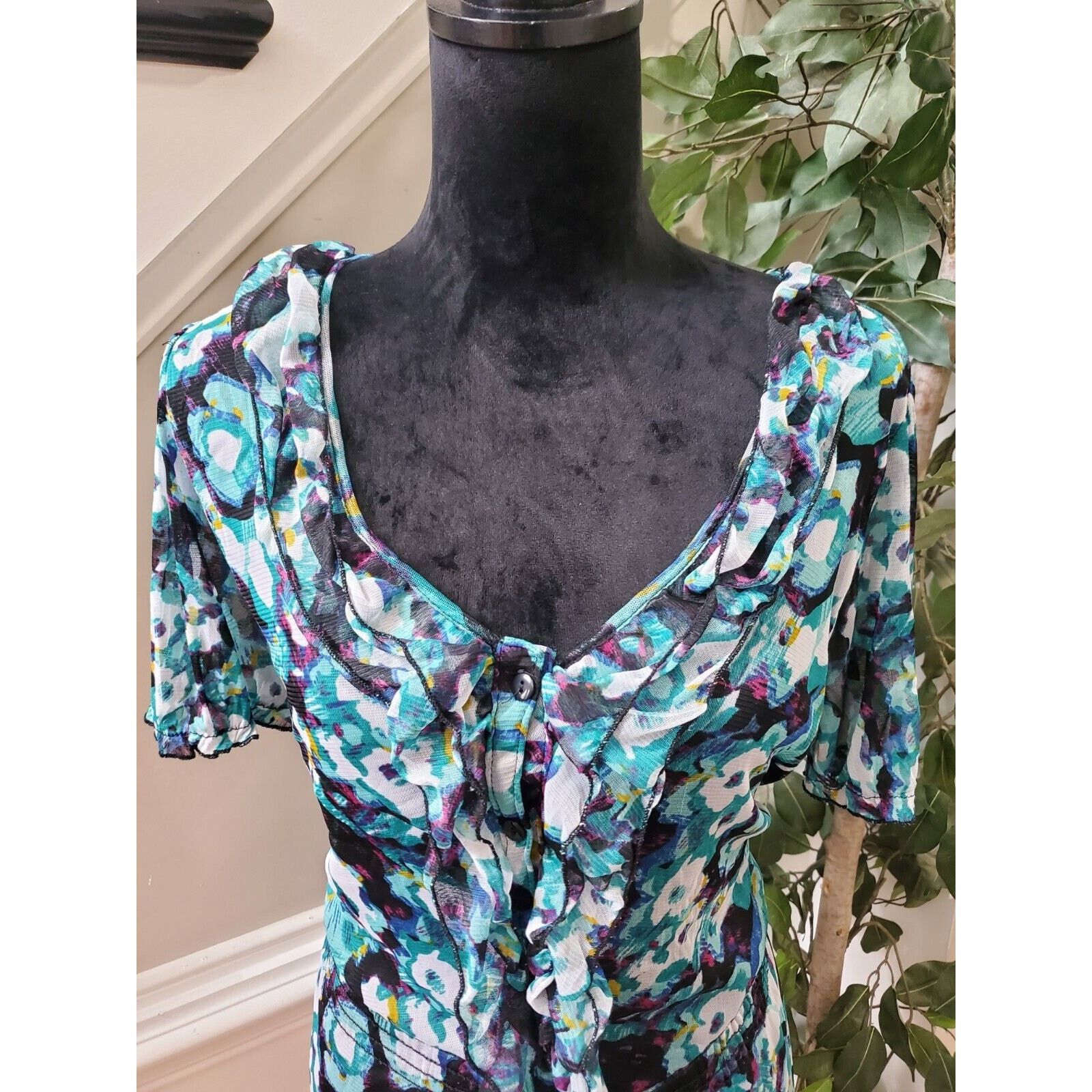 Other Notations Polyester Scoop Neck Short Sleeve Top Blouse 2X Size XXL / US 16-18 / IT 52-54 - 5 Thumbnail