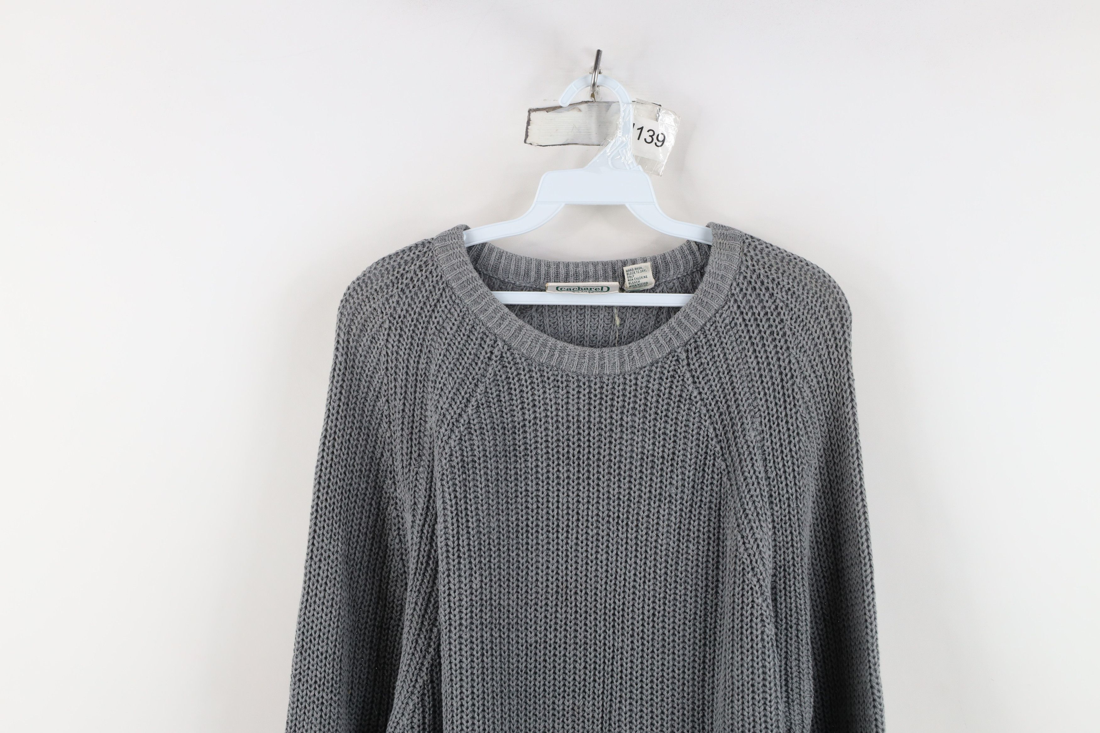 Vintage Vintage 90s Streetwear Ribbed Knit Crewneck Sweater Gray Size XL / US 12-14 / IT 48-50 - 2 Thumbnail