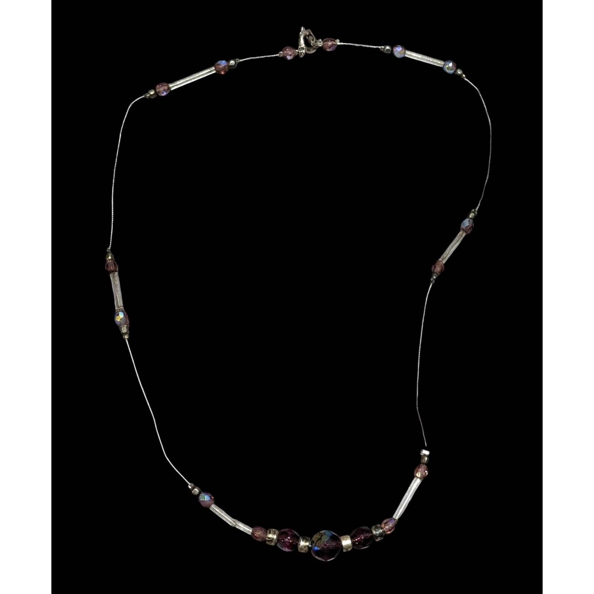 Other Handmade Purple Floating Beaded Station Necklace Size ONE SIZE - 2 Thumbnail