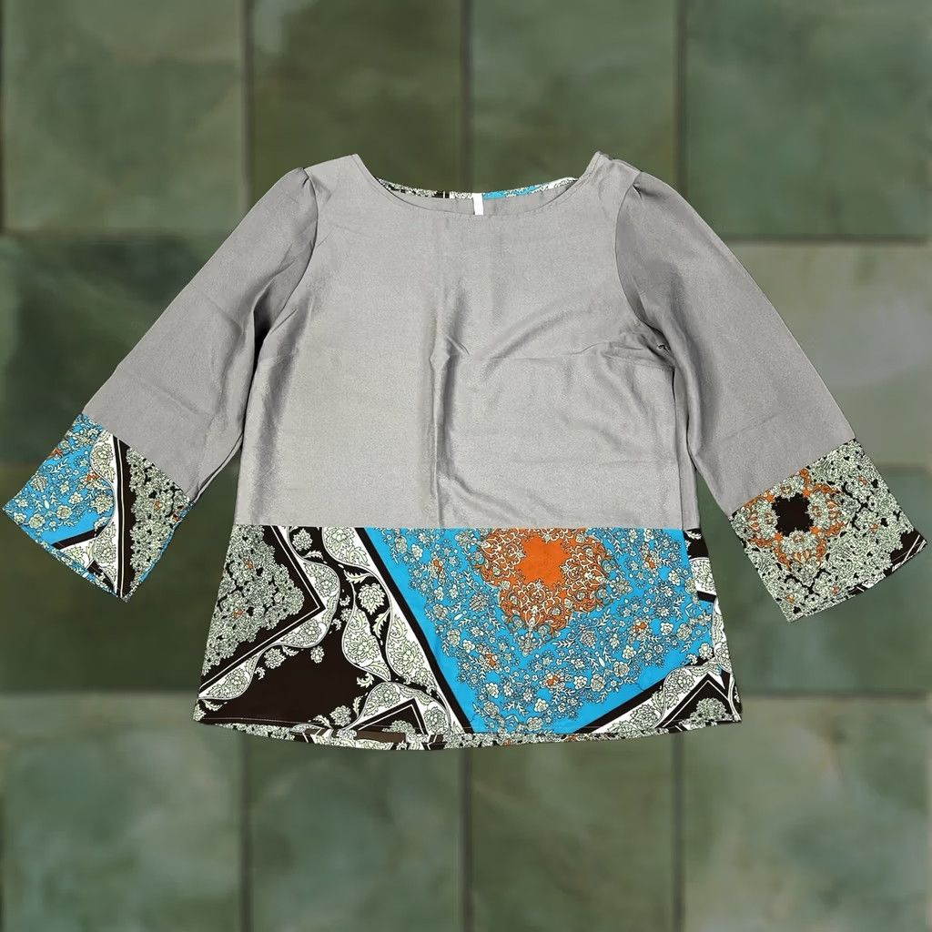 Vintage Trinity Blouse Womens Floral Paisley 3/4 Sleeve Medium Beige Regular Size M Easy Care Lightweight Knit Shirt Clothing Size M / US 6-8 / IT 42-44 - 1 Thumbnail