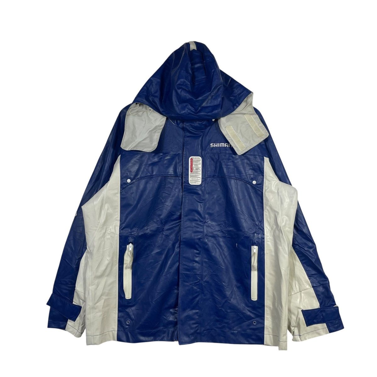 Vintage Shimano Waterproof Fishing Jacket Blue White Hooded Outdoor Size US XL / EU 56 / 4 - 1 Thumbnail
