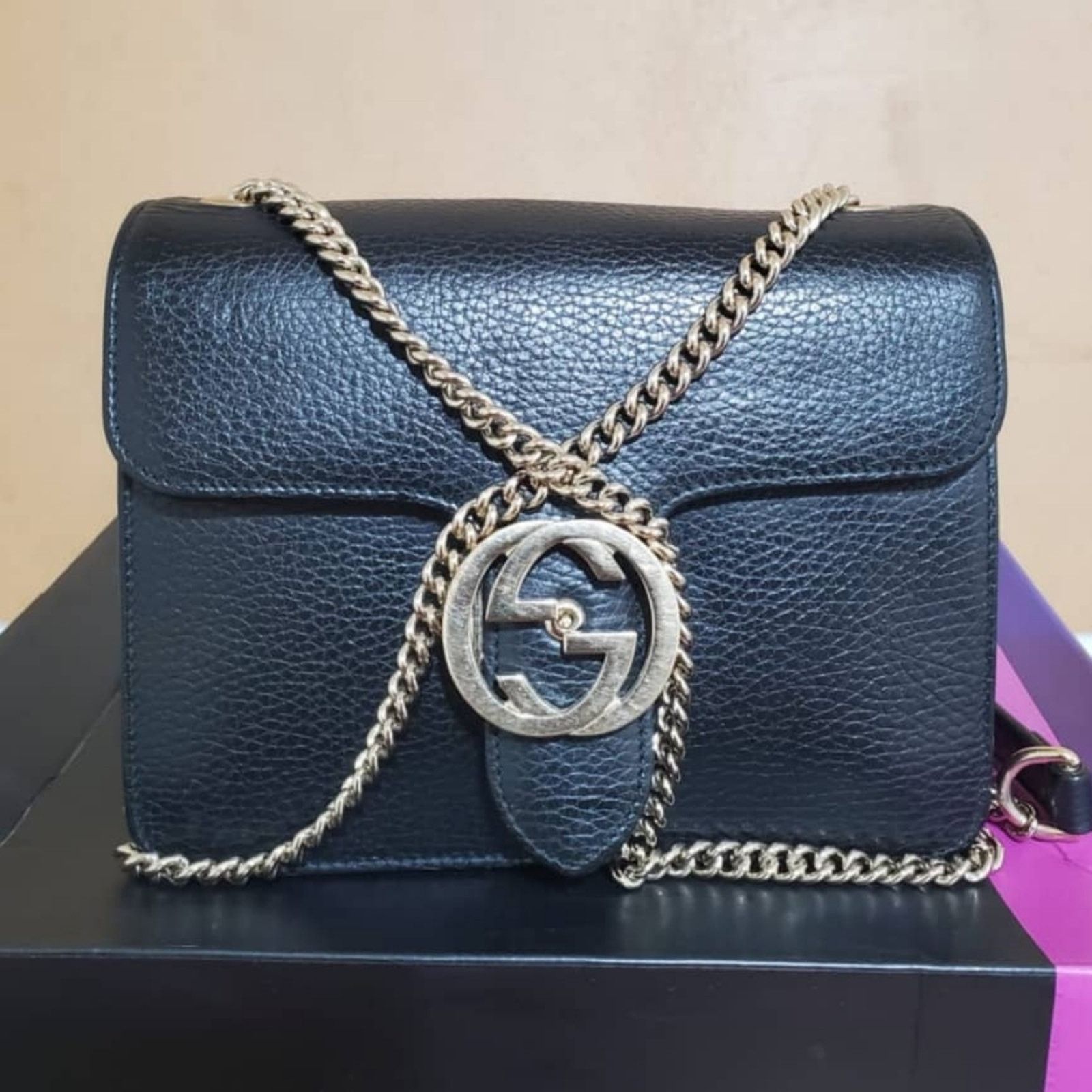Gucci Auth GUCCI Dollar Calfskin Small Interlocking G Shoulder Bag Size ONE SIZE - 8 Thumbnail