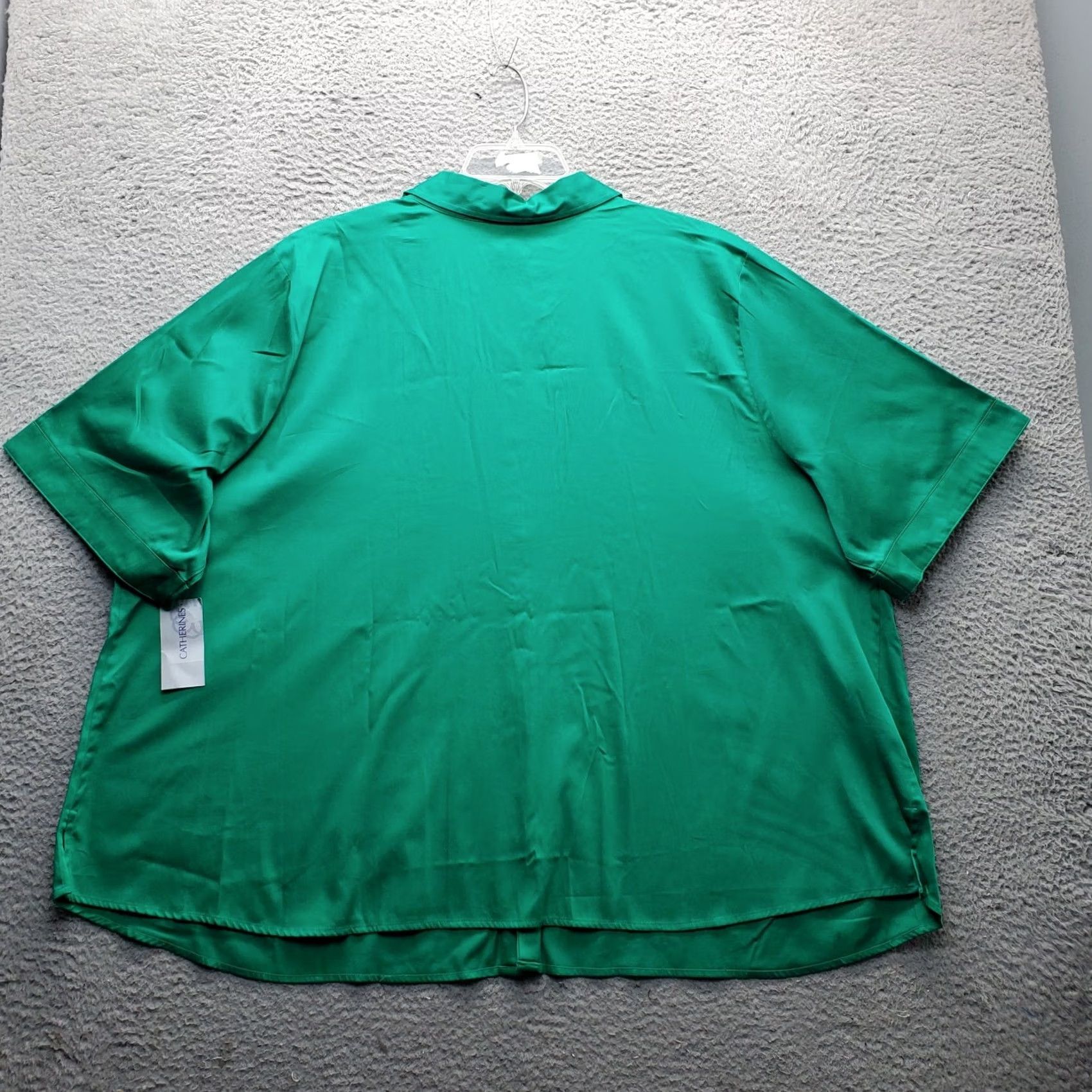 Vintage Catherines Tunic Shirt Womens 3X Green Textured Pintuck 3/4 Sleeve Button-Up Size XXL / US 16-18 / IT 52-54 - 2 Thumbnail