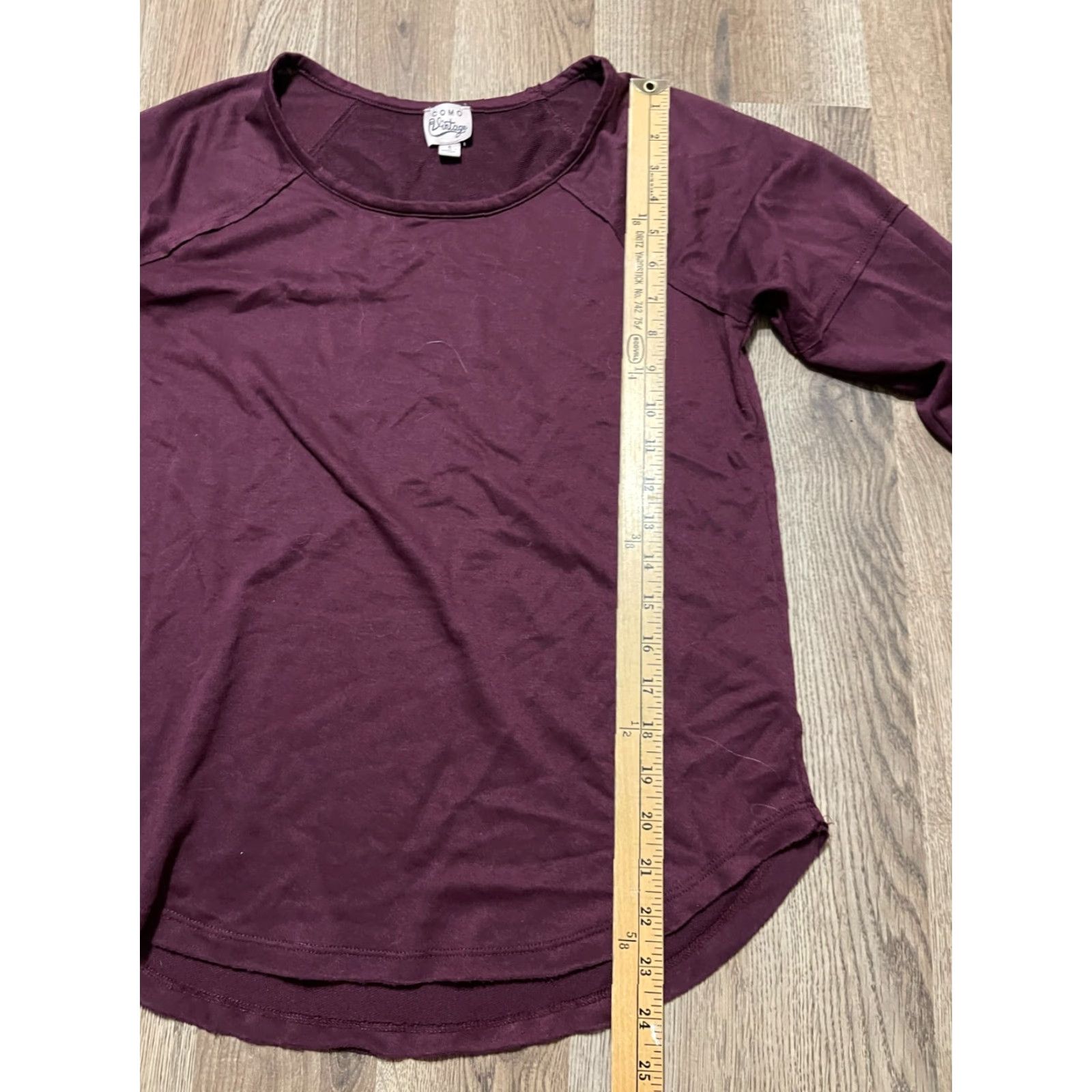 Vintage Como Shirt, Women's S Red Long Sleeve Round Neck, Striped, Basic, Modern, Casual, Regular, Fall Spring Summer, Women, T-Shirt Size S / US 4 / IT 40 - 6 Thumbnail