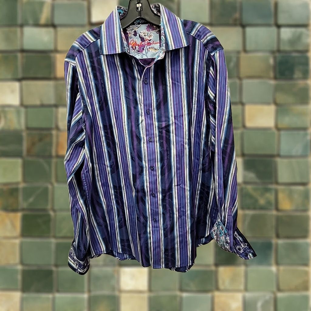 Robert Graham Robert Graham Mens Button-Down Shirt Stripe Multicolor L Large Regular Long Sleeve Button-Up Shirt Size US L / EU 52-54 / 3 - 1 Thumbnail