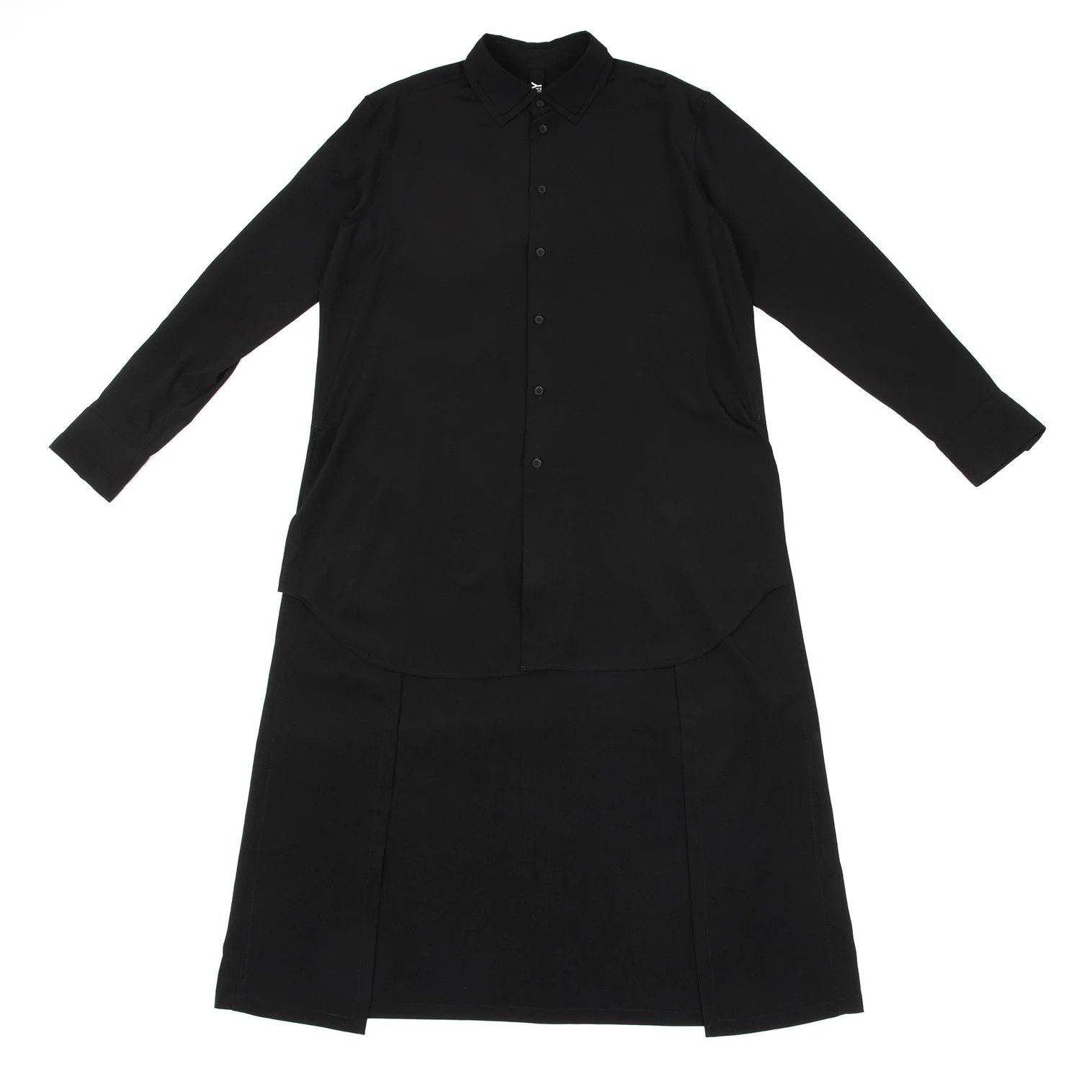 Yohji Yamamoto Long Back Hem Double Collar Shirt in Black Size US L / EU 52-54 / 3 - 1 Thumbnail
