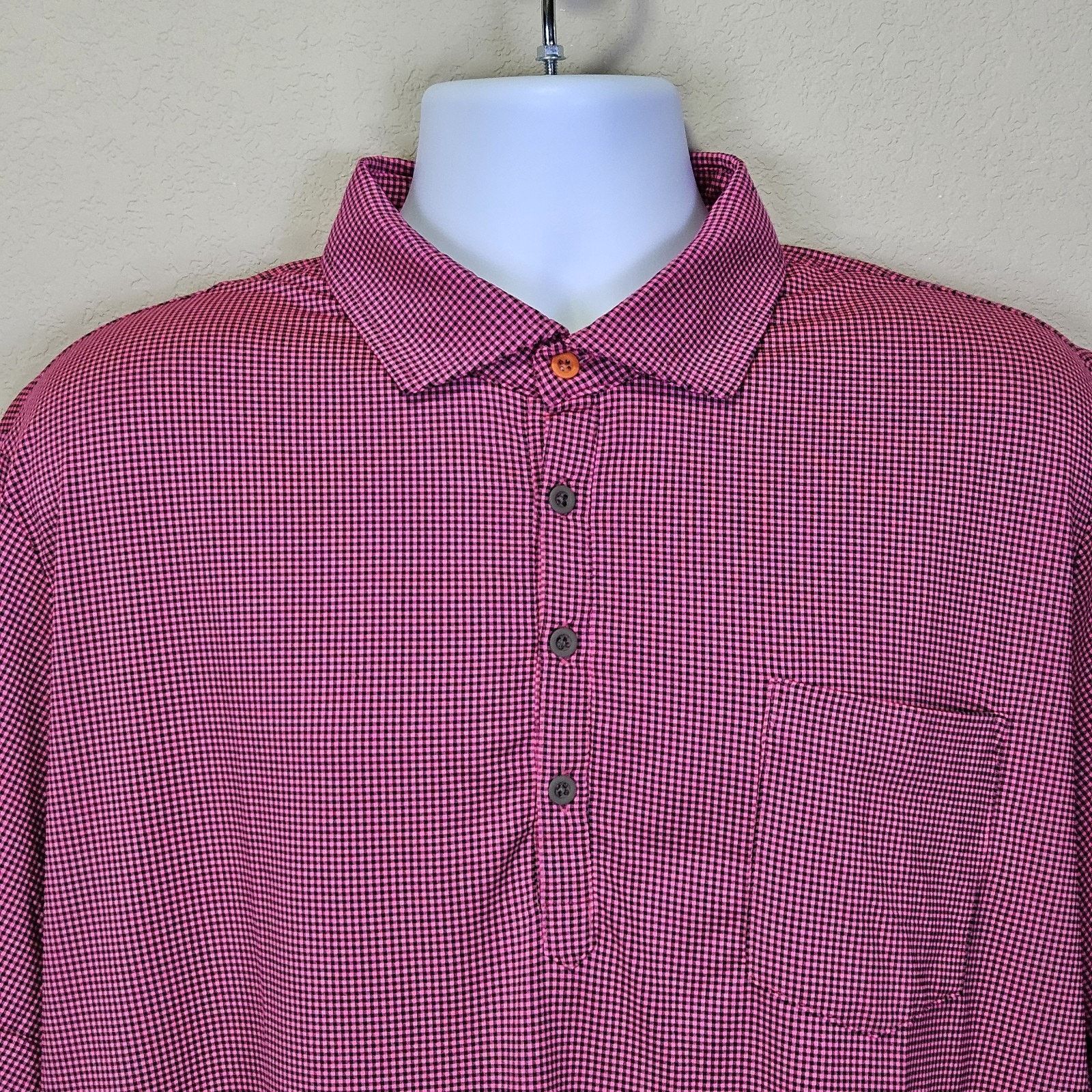 Swims SWIMS Crewart Polo Shirt Pink Micro Check Performance Golf Size US XXL / EU 58 / 5 - 5 Thumbnail