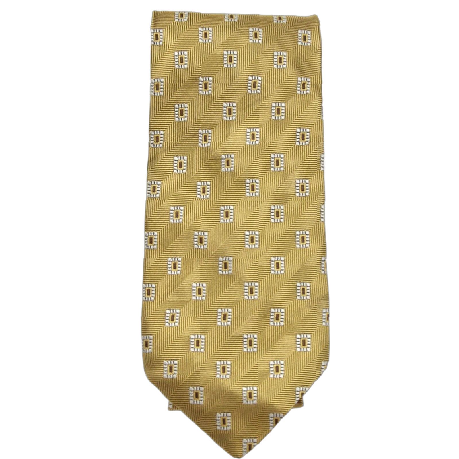 Robert Talbott Robert Talbott Silk Necktie Mens Gold Geometric Small Squares Office Stylish USA Size ONE SIZE - 1 Thumbnail