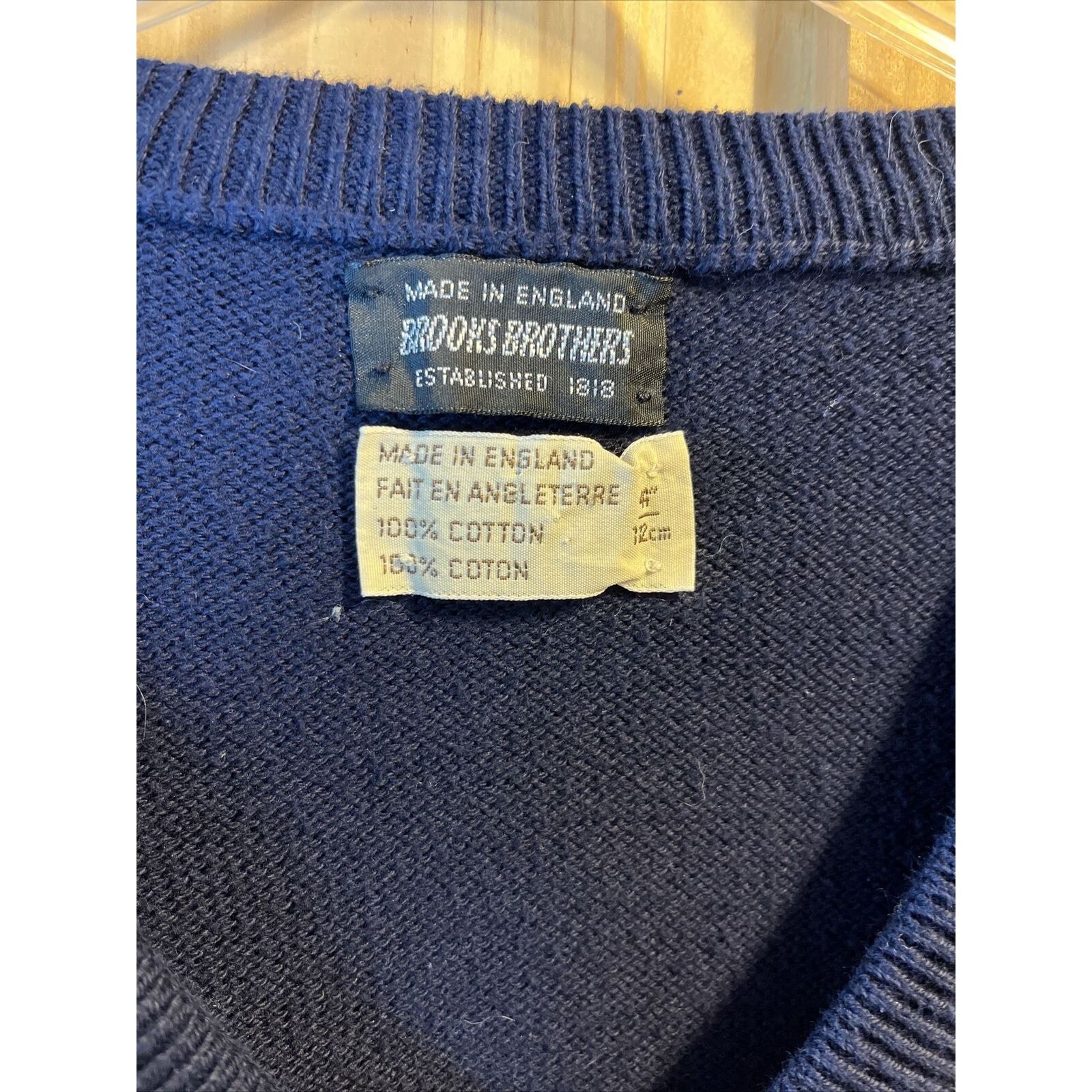 Brooks Brothers Brooks Brothers Vintage 44 Navy Blue Argyle Cotton Sweater Size US L / EU 52-54 / 3 - 3 Thumbnail