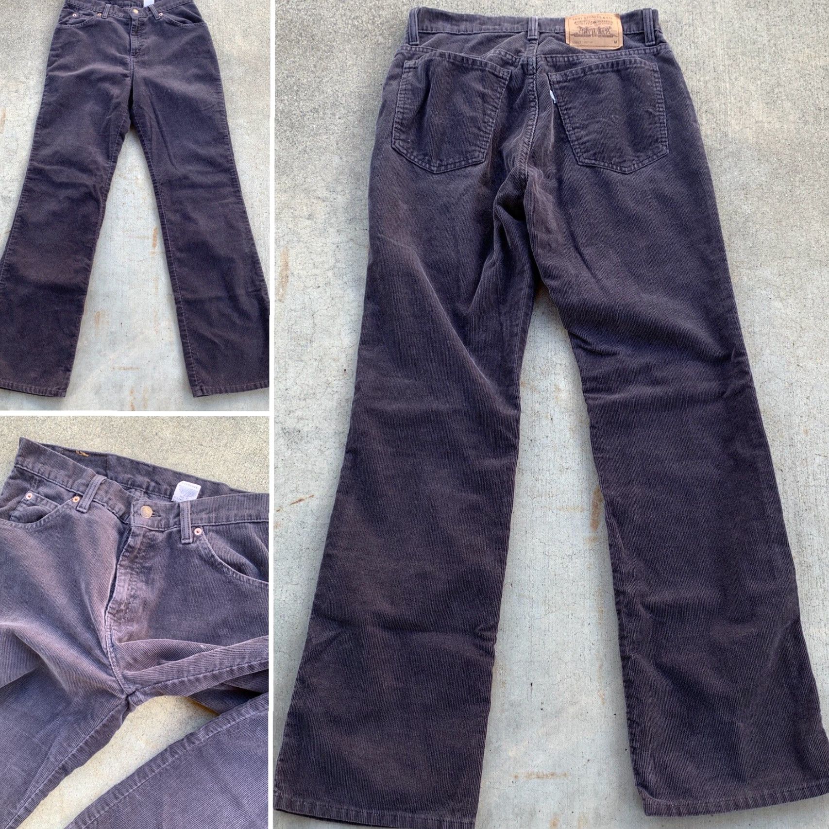 Levi's VINTAGE Levi's 917 Boot Cut Corduroy Pants Made In USA 11 JR M 30” Gray Jeans, White Tab, Zipper Fly, 1990s, Mens Girls Boys Size 32" / US 10 / IT 46 - 6 Thumbnail