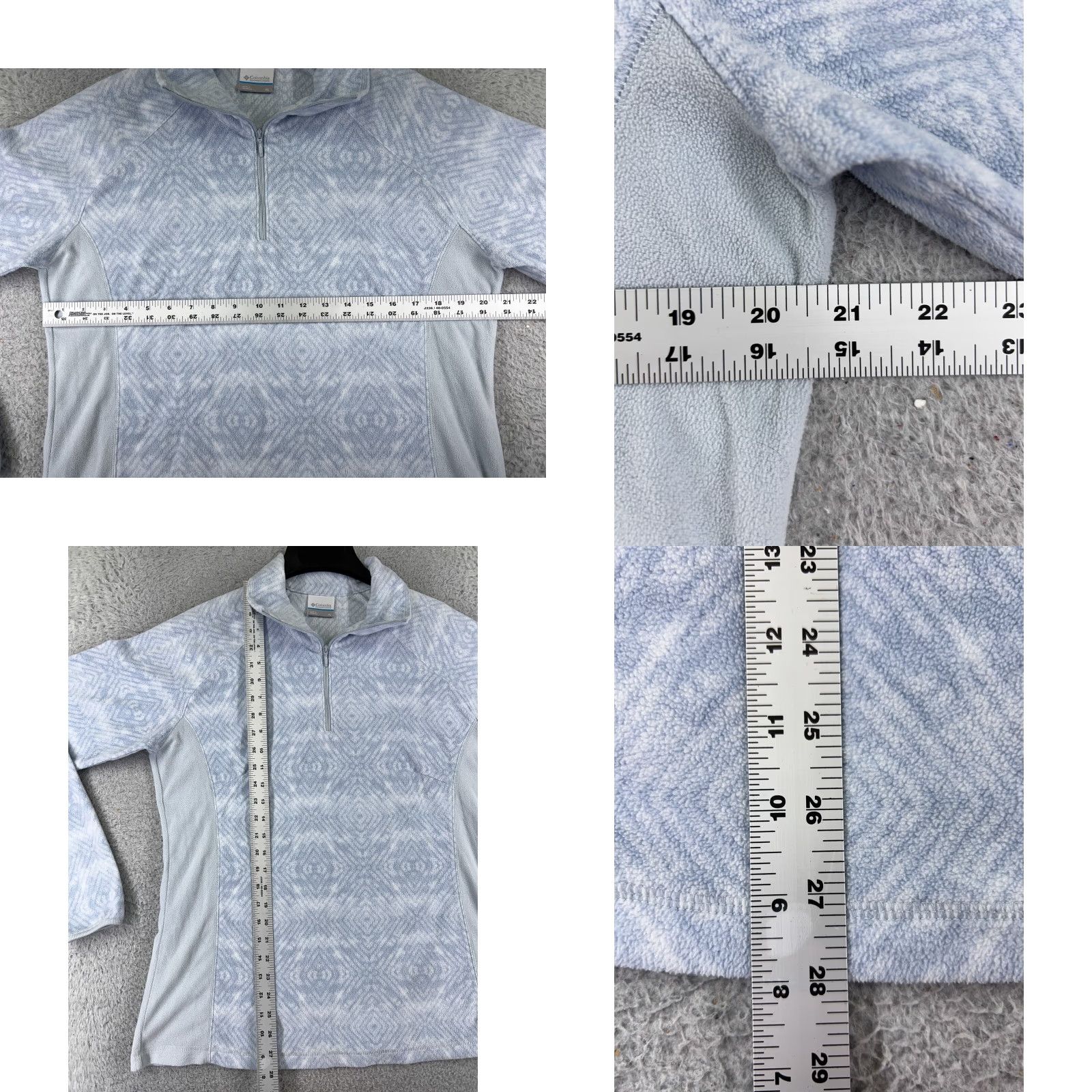 Vintage Columbia Pullover Sweater Women XL Blue Diamond Pattern Fleece Zip Mock Neck All Seasons Outdoor Jacket Modern Fit Size XL / US 12-14 / IT 48-50 - 8 Thumbnail