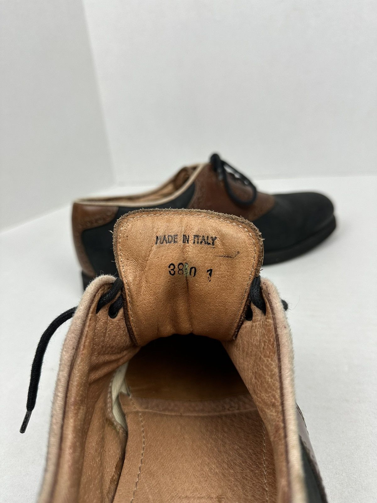 Florsheim × Vibram FLORSHEIM Two Tone Black Brown Saddle Shoes Oxford Size US 9.5 / EU 42-43 - 11 Thumbnail