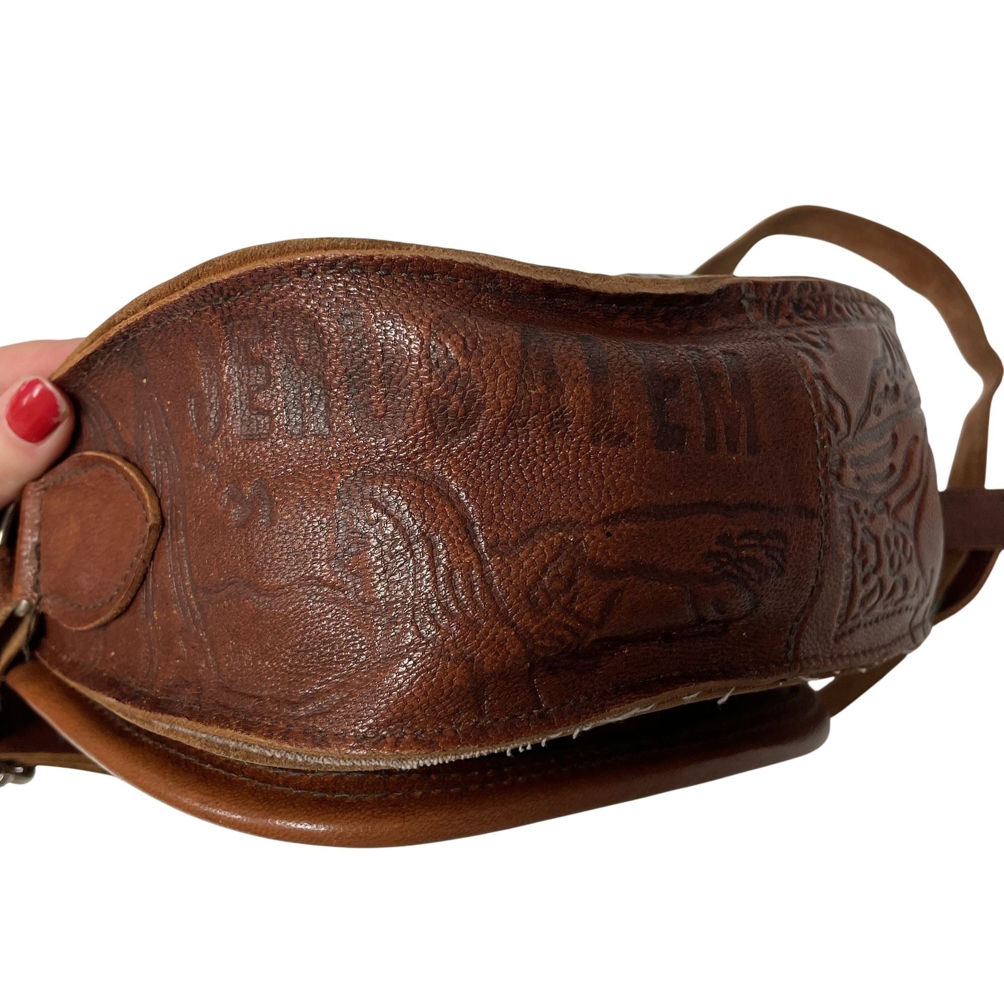 Other Vtg Israel Leather Hand Bag TOOLED City of JERUSALEM Purse Size ONE SIZE - 5 Thumbnail