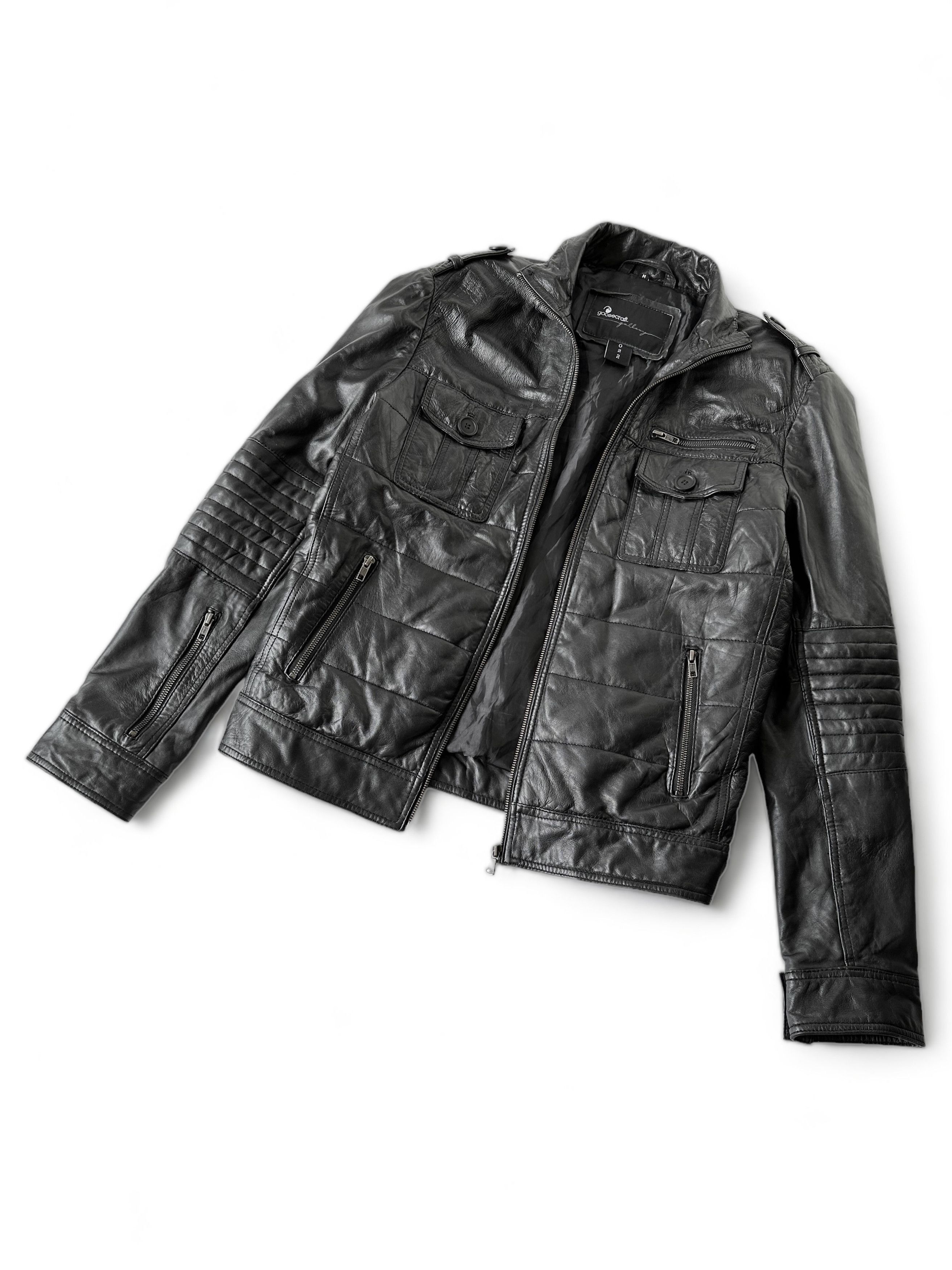 Allsaints Goosecraft Black Leather Jacket (M) Size US M / EU 48-50 / 2 - 6 Thumbnail