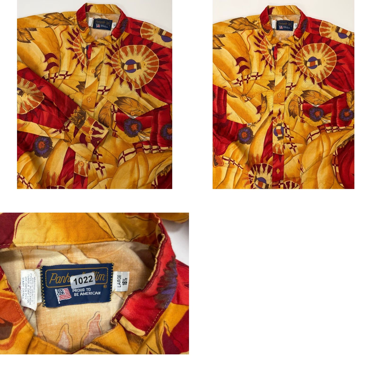 Vintage VINTAGE Panhandle Slim Shirt Band Collar Western 90s Men L Yellow Cotton Button-Up Pockets Mens Size US L / EU 52-54 / 3 - 10 Thumbnail