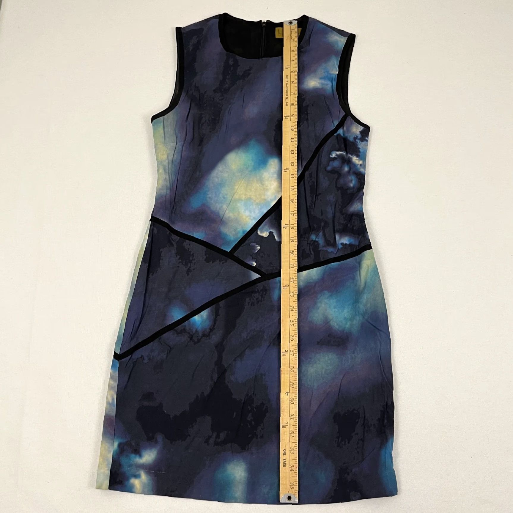 Nicole Miller Nicole Miller Dress Womens Mini Size 8 Multicolor Watercolor Silk Viscose Zip Zipper Geometric Pattern Sleeveless Crew Neck Short Dress Size M / US 6-8 / IT 42-44 - 3 Thumbnail