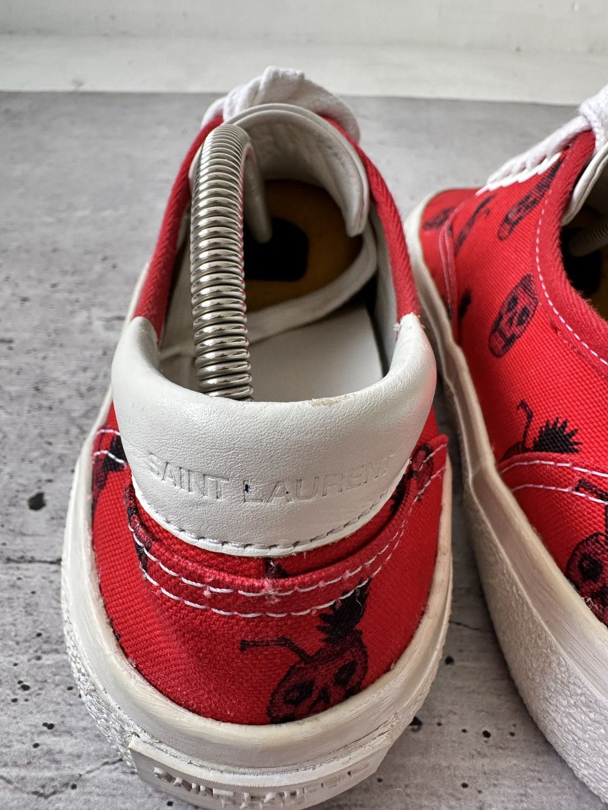 Saint Laurent Paris Saint Laurent Red Pineapple Scull Print Sneakers Size US 8.5 / IT 38.5 - 8 Thumbnail