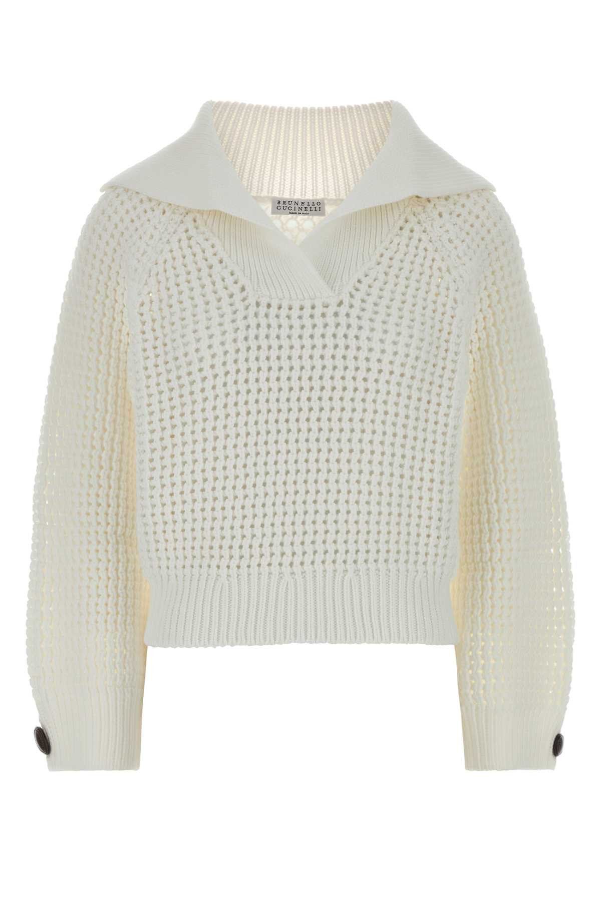 White Cotton Blend Sweater